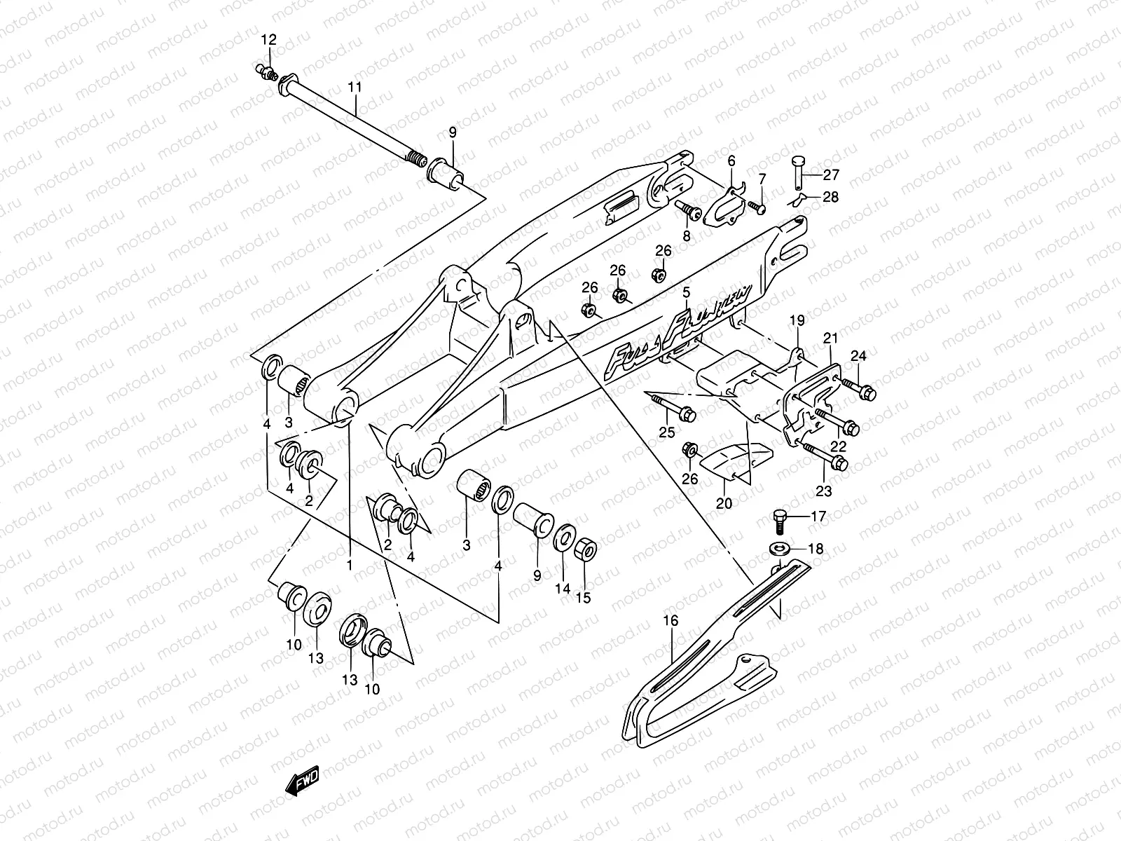 37 - REAR SWINGING ARM (MODEL K/L)