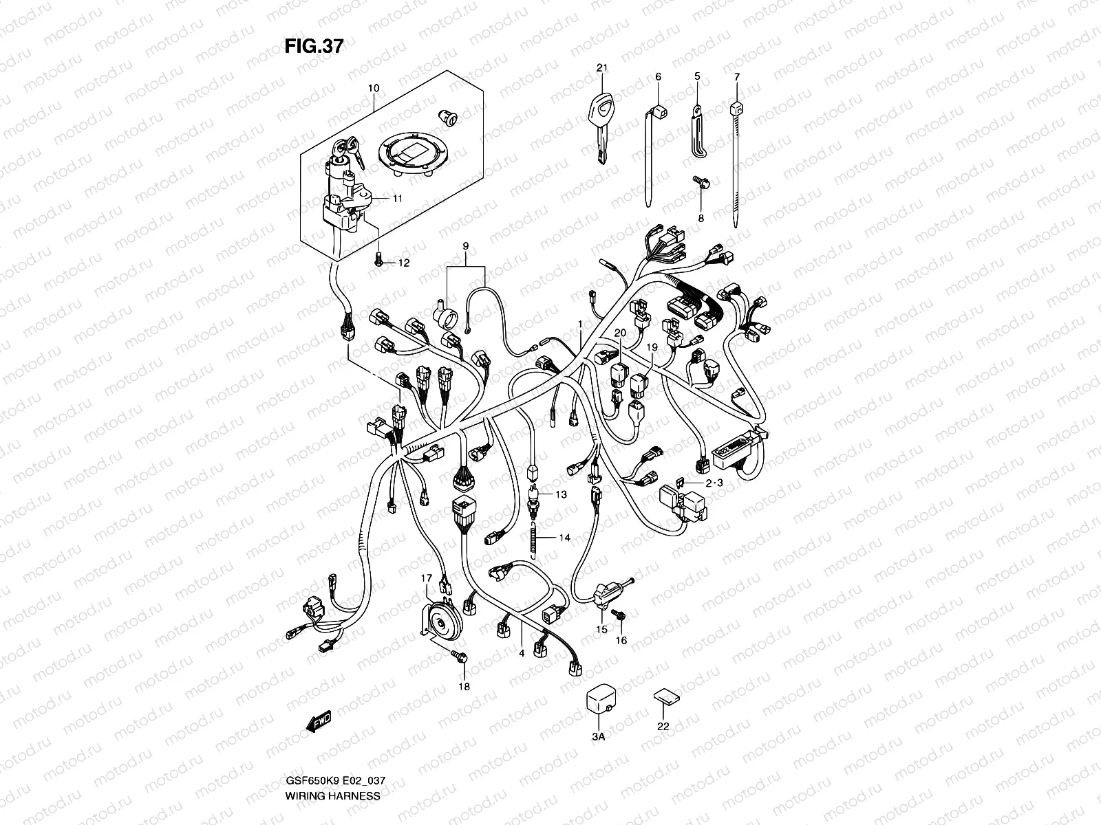 37 - WIRING HARNESS (GSF650K9/AK9/UK9/UAK9/L0/AL0/UL0/UAL0)