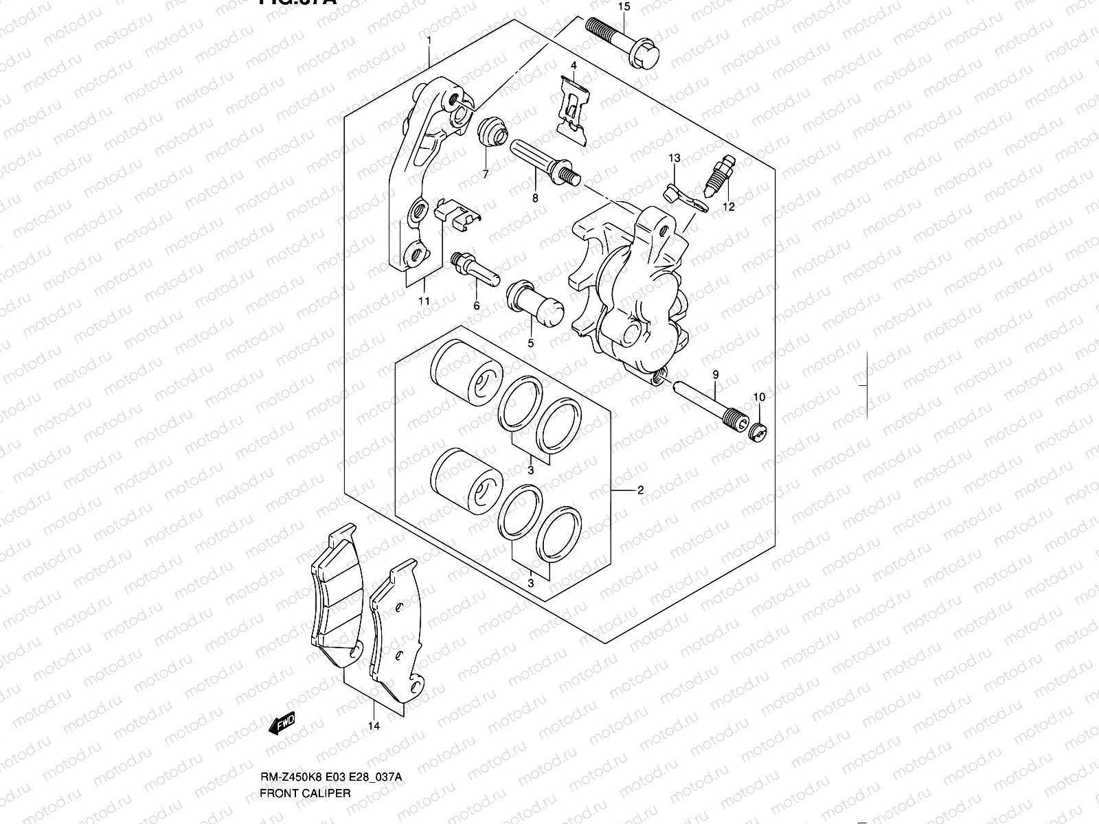 37A - FRONT CALIPER (RM-Z450L1)