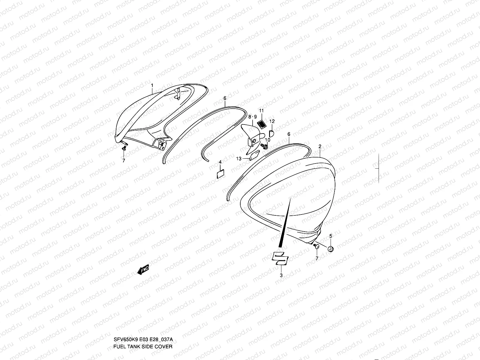37A - FUEL TANK SIDE COVER (MODEL L0)
