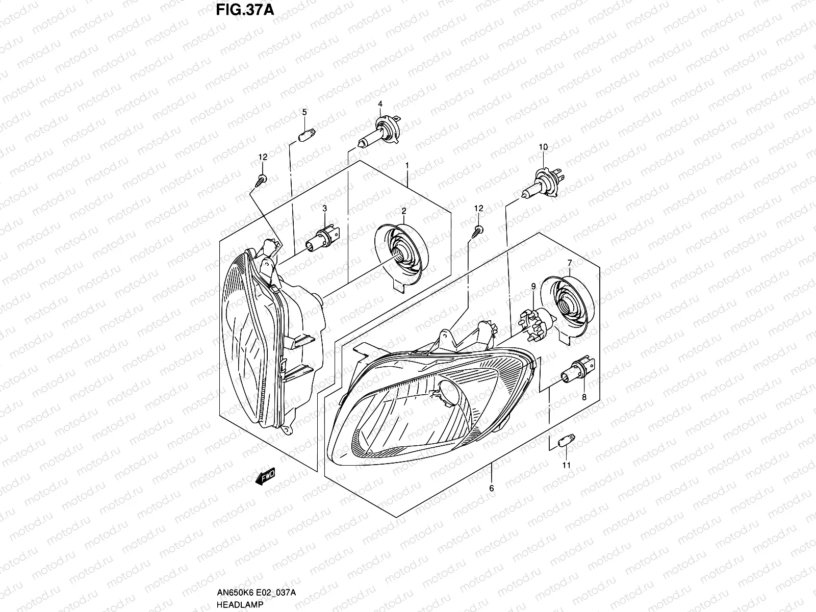 37A - HEADLAMP (AN650AZK8 E19)