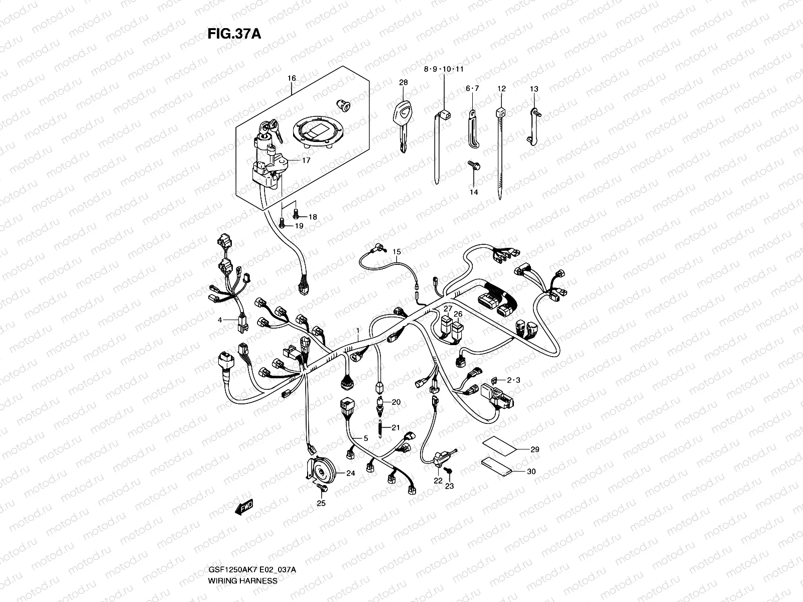 37A - WIRING HARNESS (GSF1250SK7/SK8/SK9/SL0)