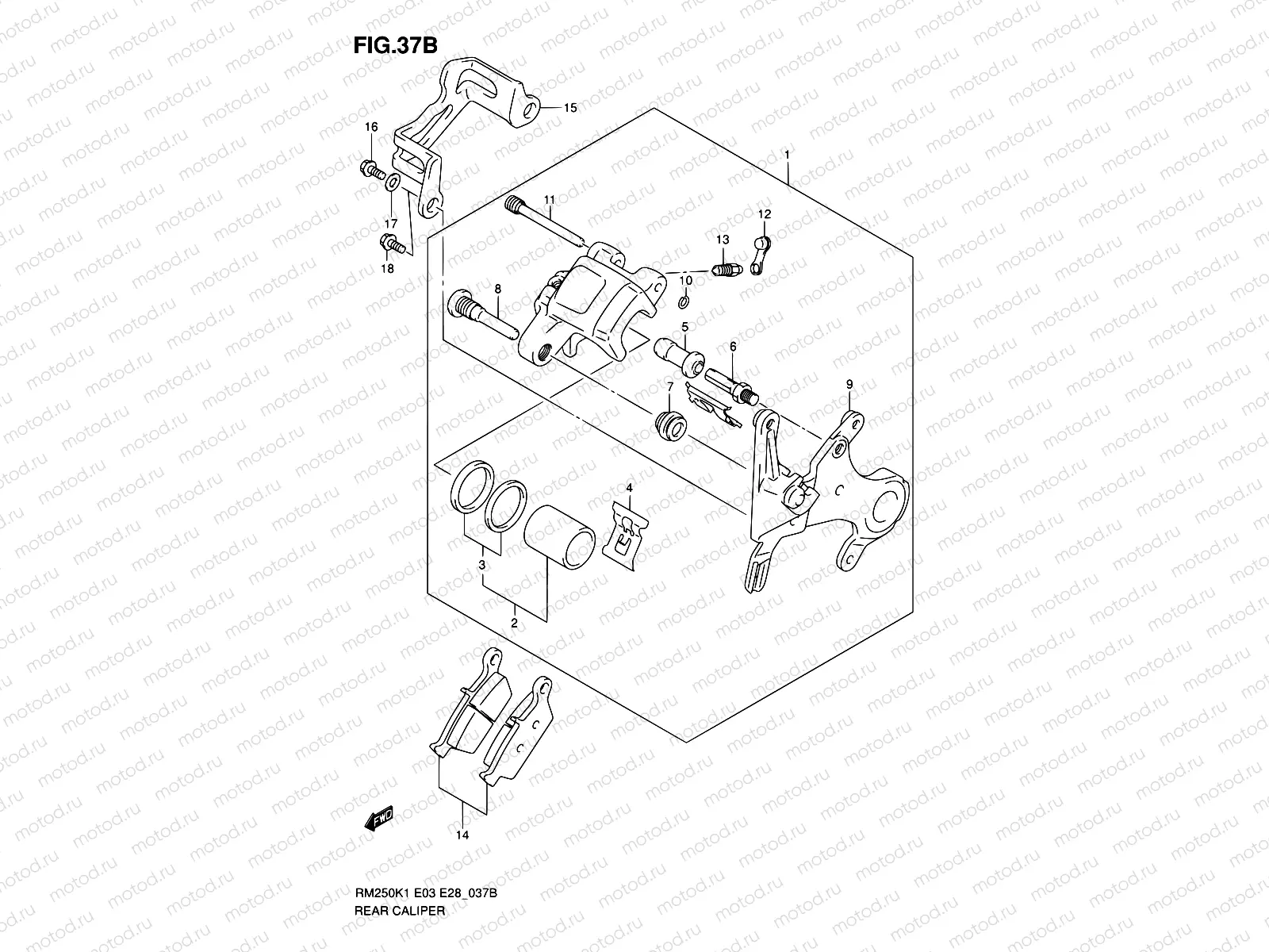 37B - REAR CALIPER (MODEL K5/K6)