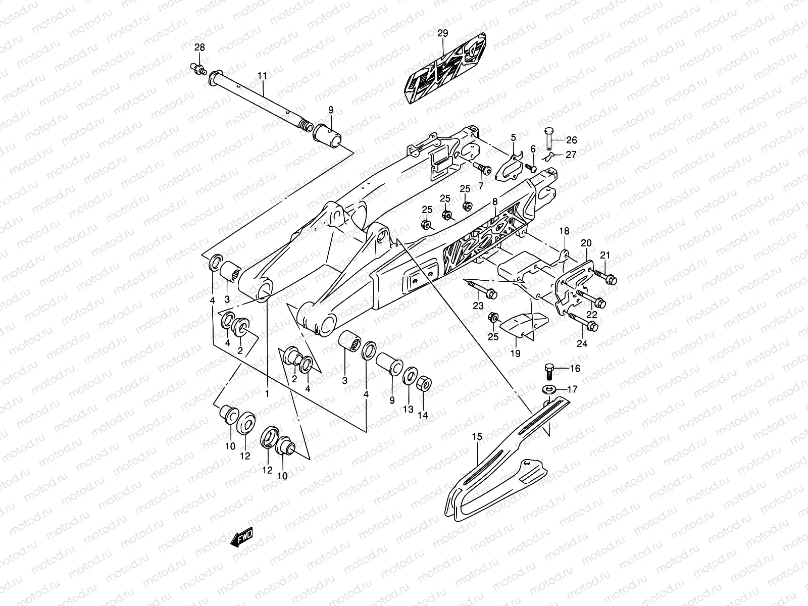 37B - REAR SWINGING ARM (MODEL S/T)