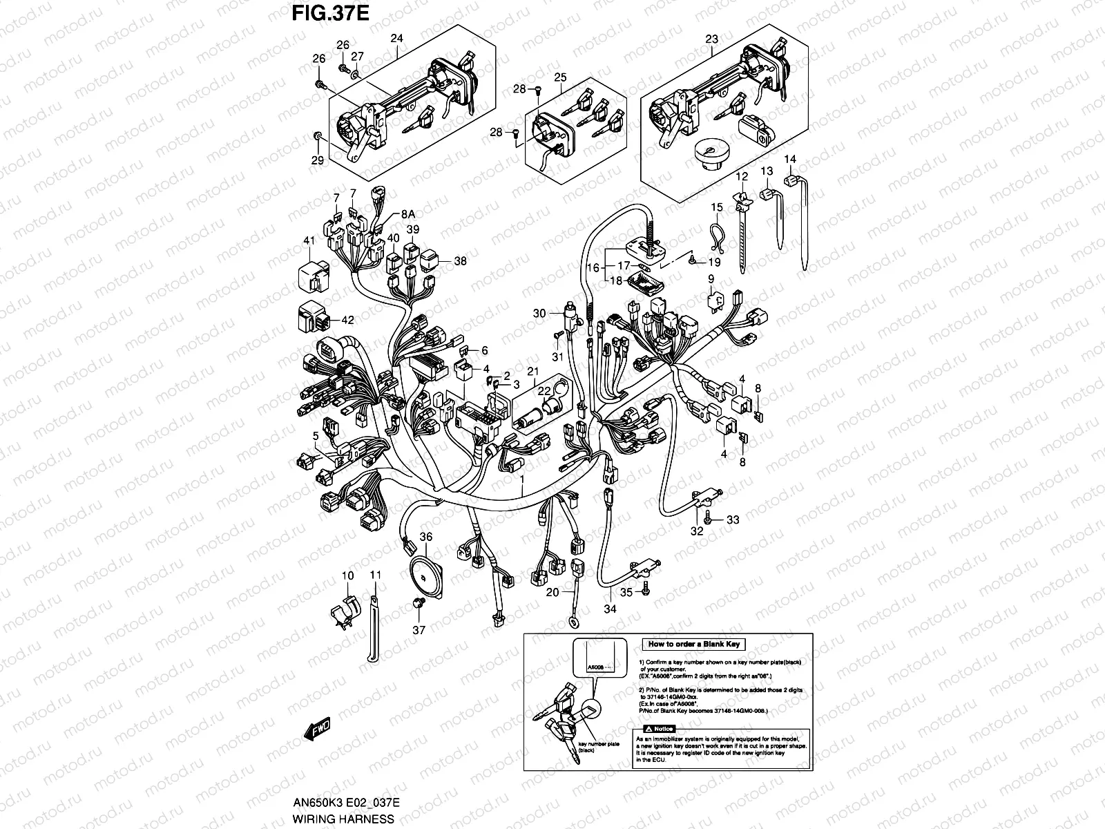 37E - WIRING HARNESS (AN650AK5 IMOBI)