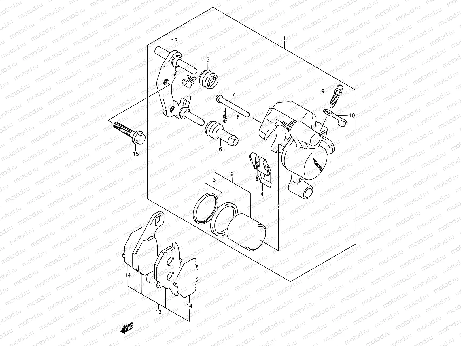 38 - FRONT CALIPER (DR-Z125LK3/LK4/LK5/LK6/LK7)