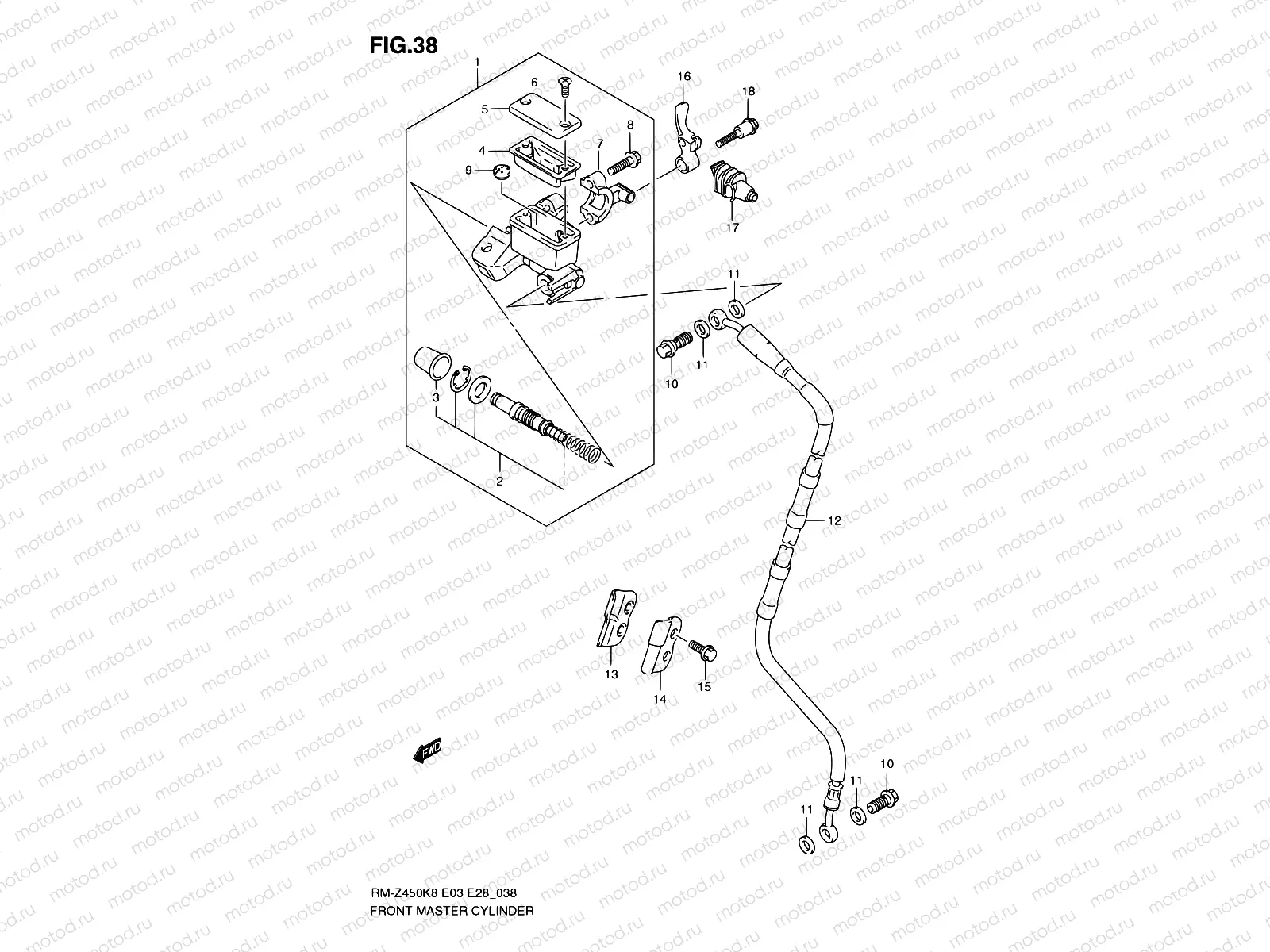 38 - FRONT MASTER CYLINDER (RM-Z450K8/K9/L0)