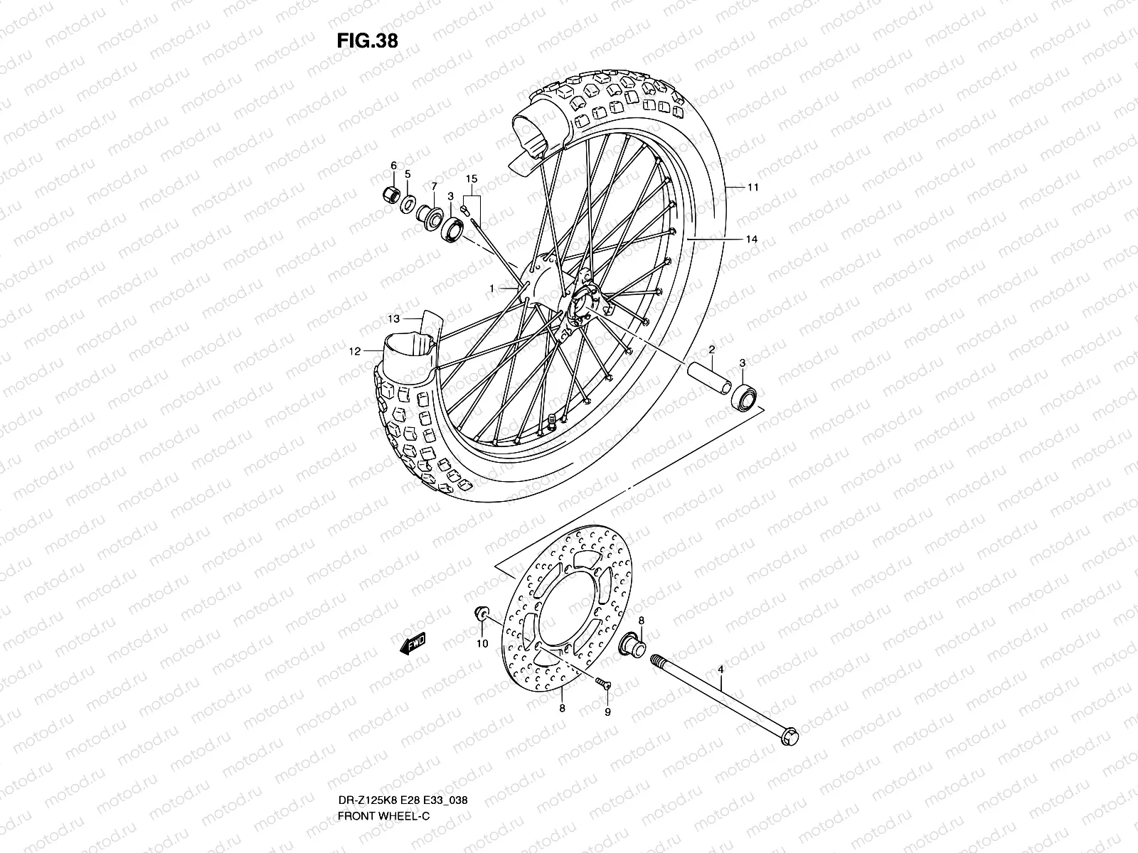 38 - FRONT WHEEL (DR-Z125L)