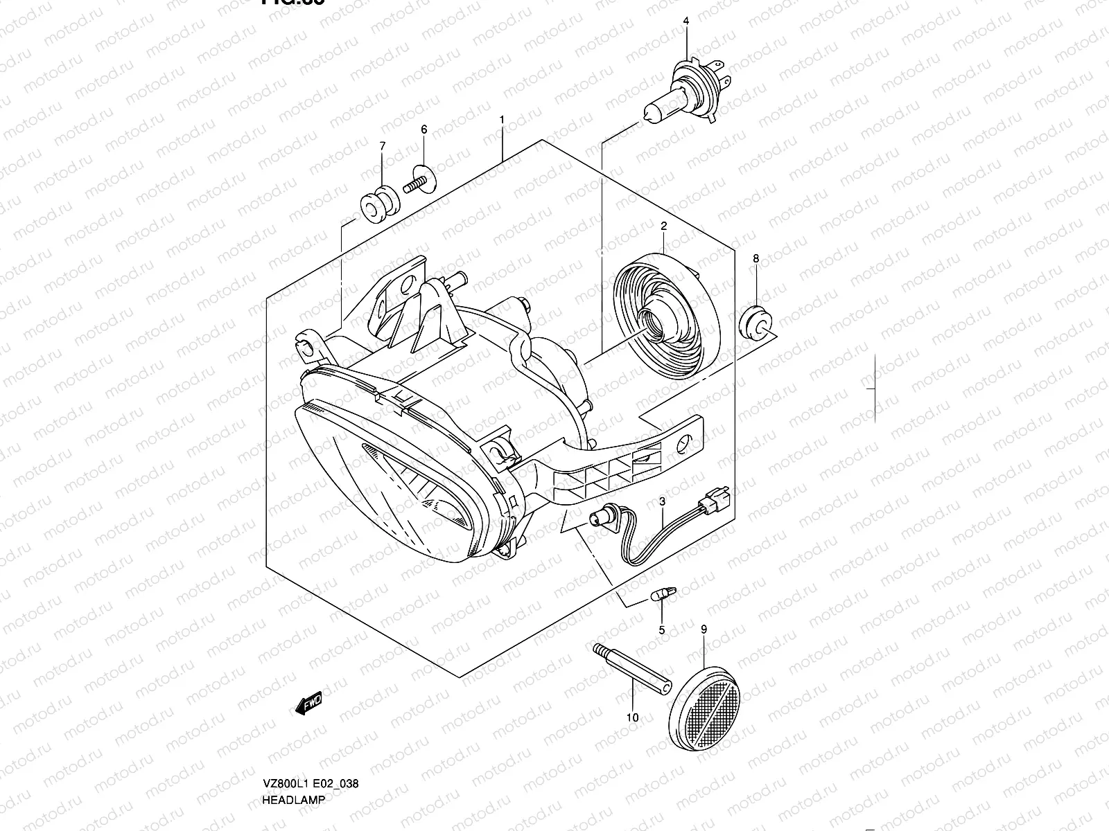 38 - HEADLAMP ASSY (VZ800L1 E24)