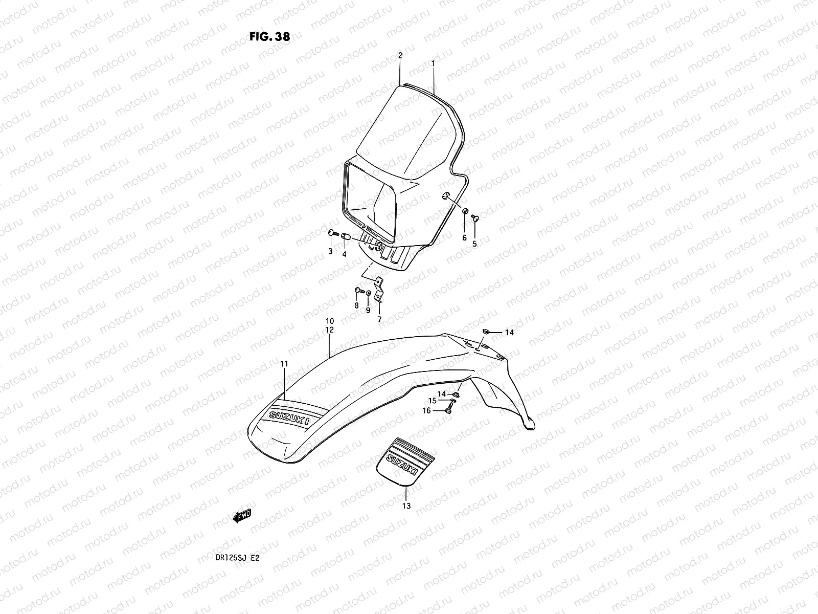 38 - HEADLAMP COVER - FRONT FENDER (MODEL H/J)