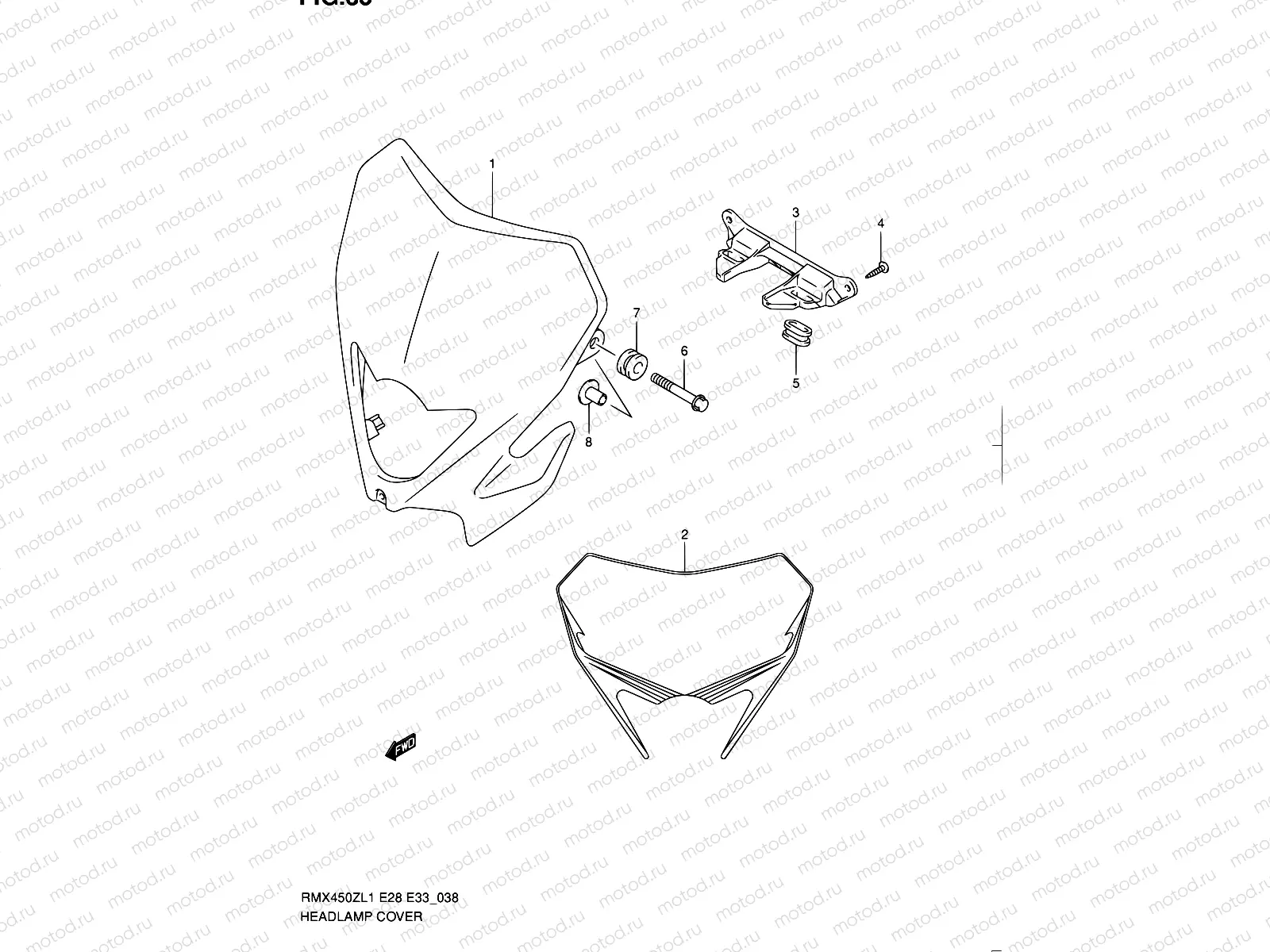 38 - HEADLAMP COVER (RMX450ZL1 E28)