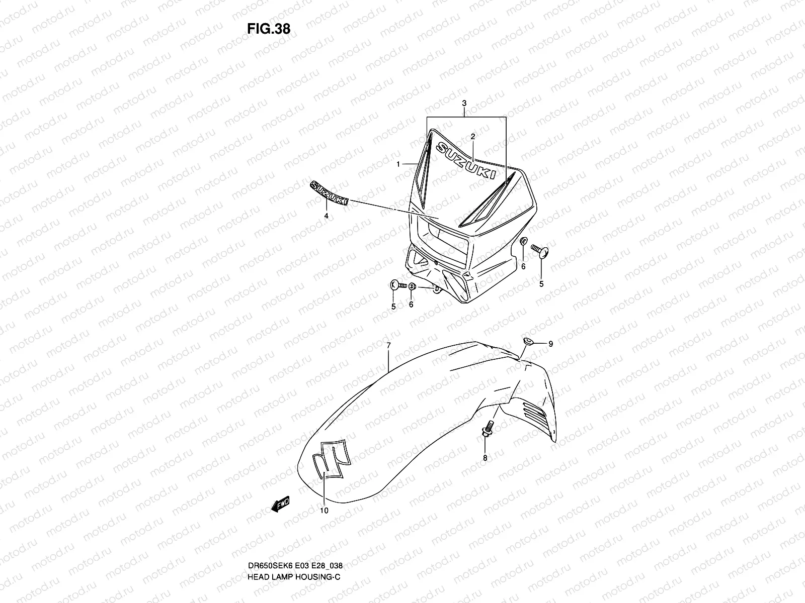 38 - HEADLAMP HOUSING (MODEL K6/K7/K8)