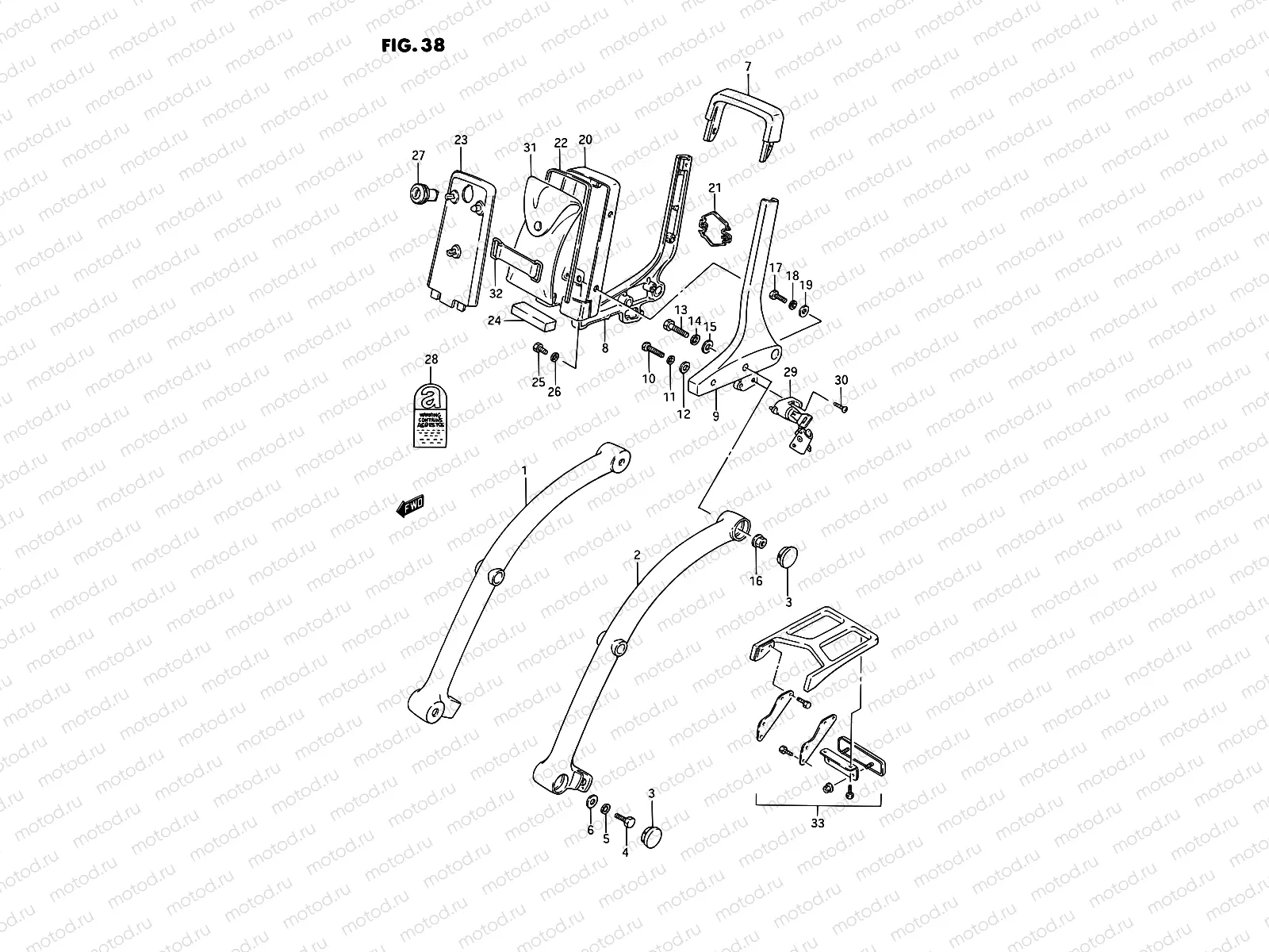 38 - PILLION RIDER HANDLE (MODEL H/J/L/M/N/P/R)