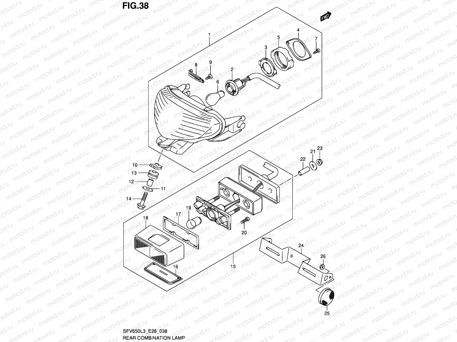 38 - REAR COMBINATION LAMP (SFV650L3 E28)