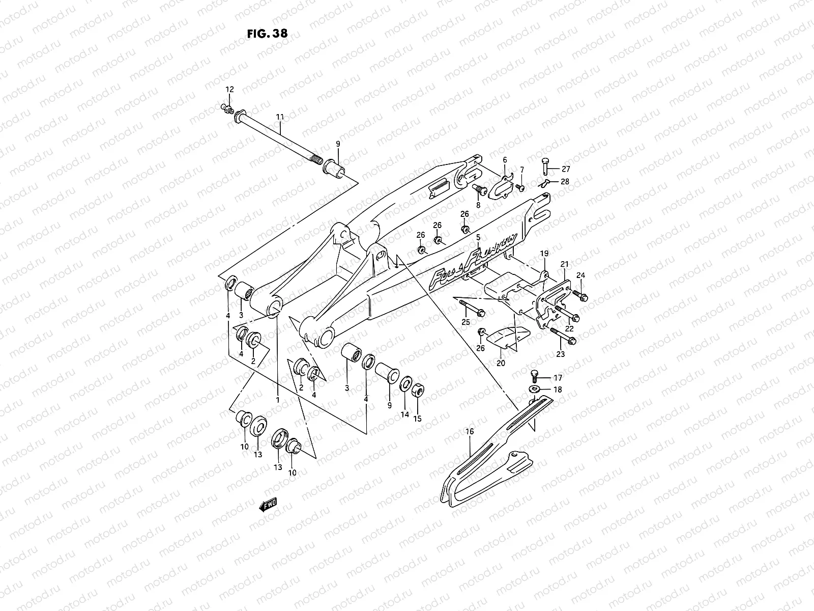 38 - REAR SWINGING ARM (MODEL K/L)