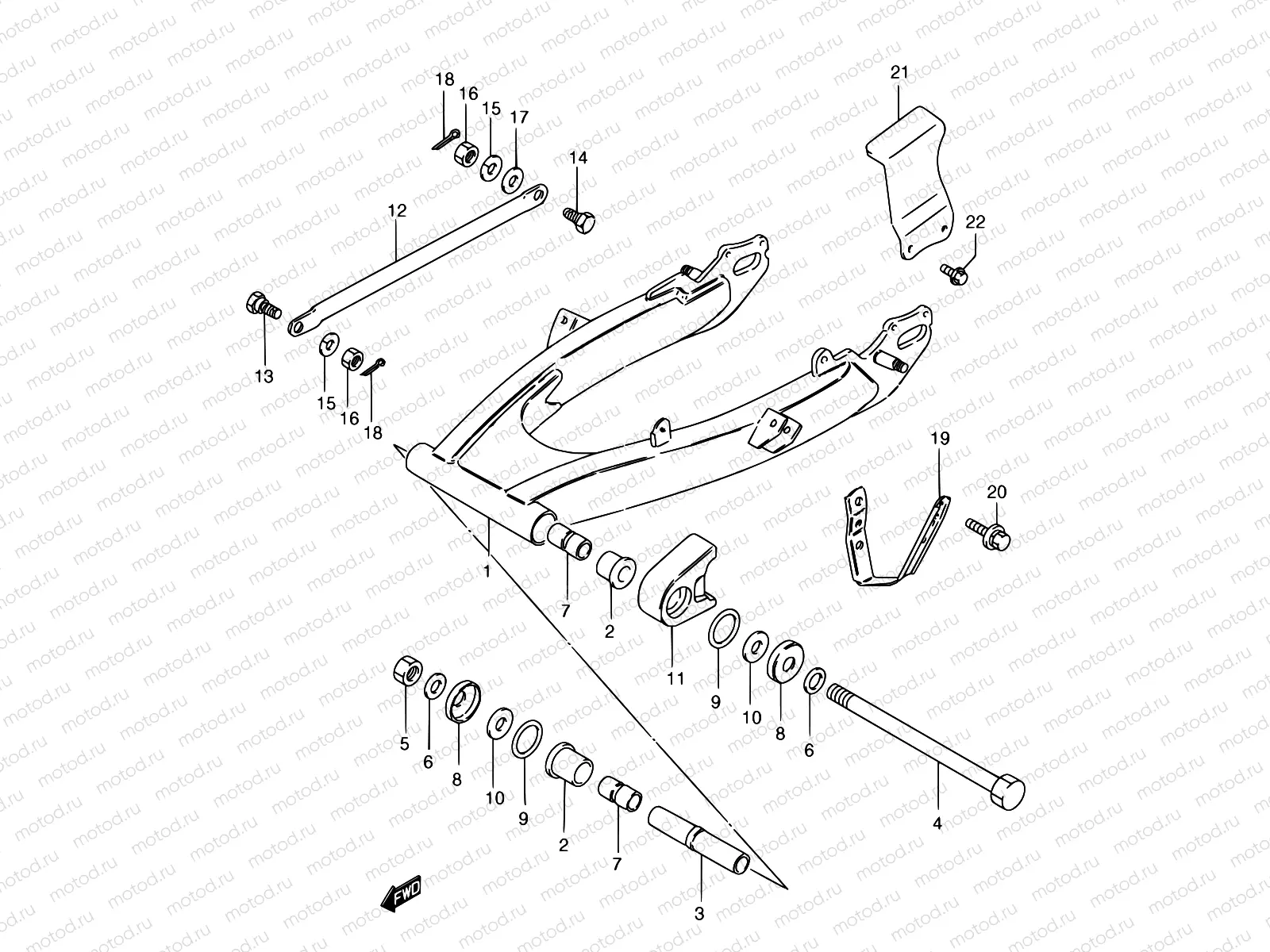 38 - REAR SWINGING ARM (MODEL T/V/W/Y)