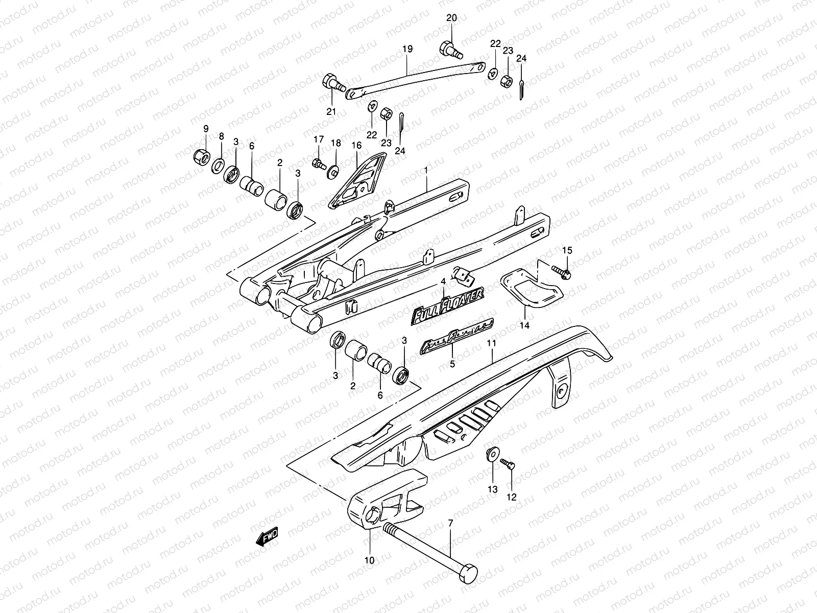 38 - REAR SWINGING ARM (SEE NOTE)