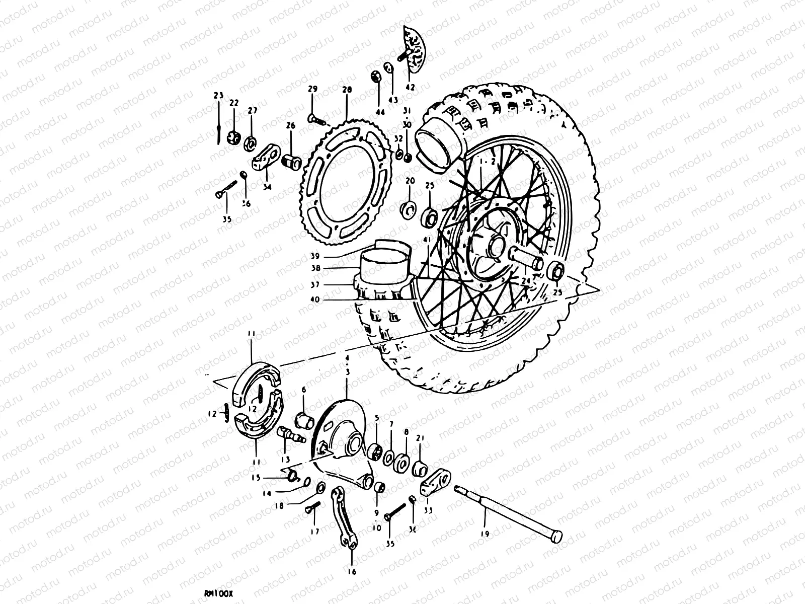 38 - REAR WHEEL (RM100N, RM100T)