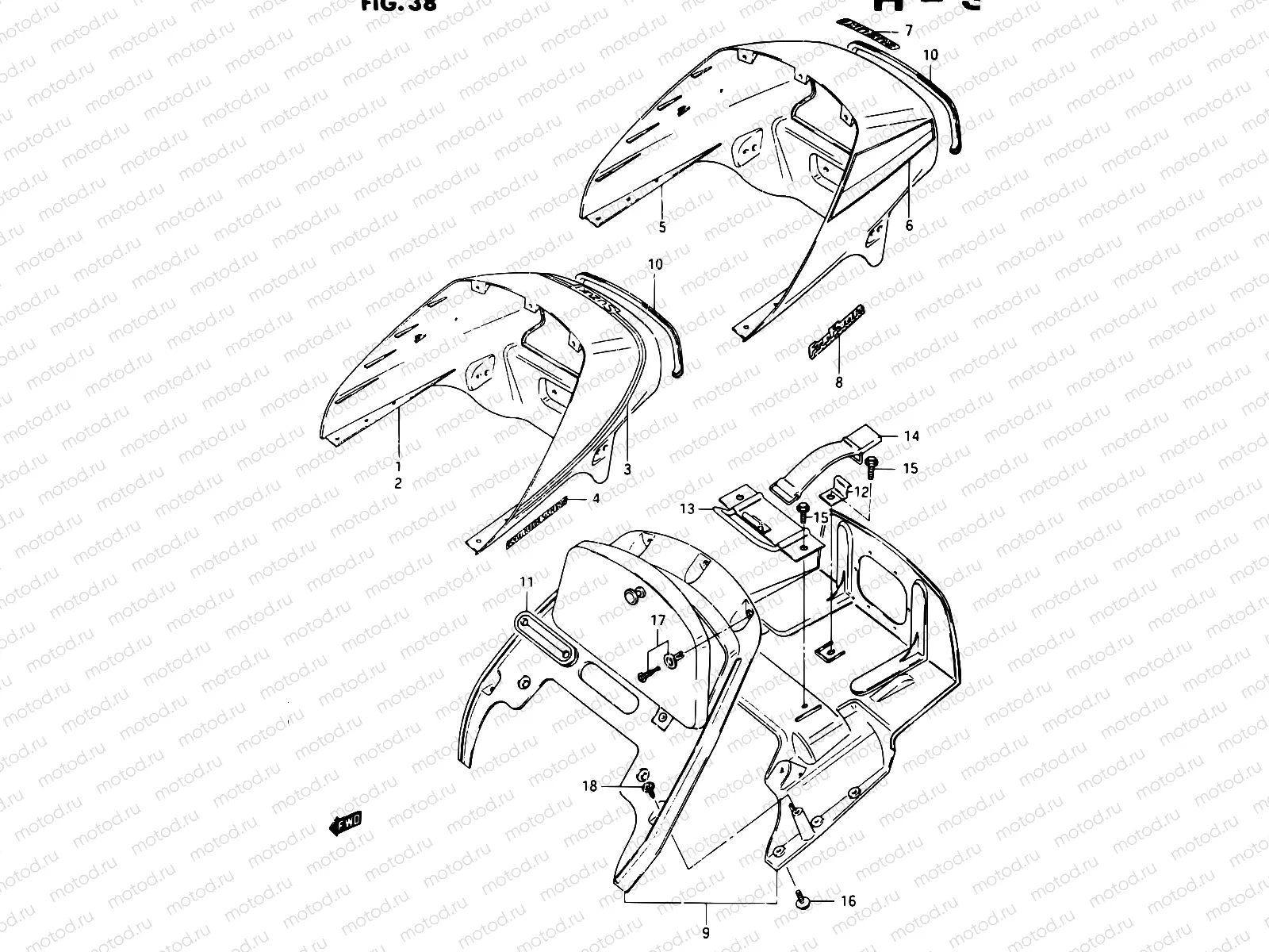 38 - SEAT TAIL COVER (GSX750ESF/EF/ESG)