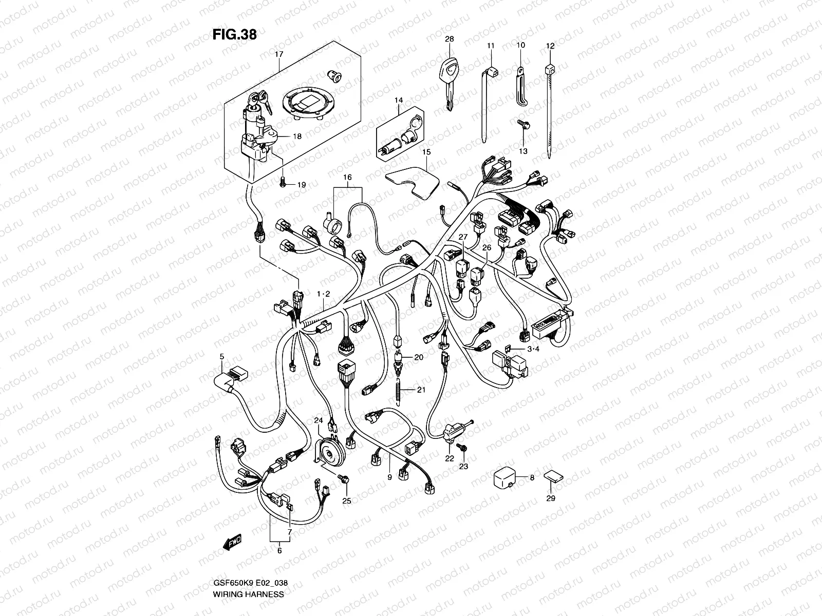 38 - WIRING HARNESS (GSF650SK9/SAK9/SUK9/SUAK9/SL0/SAL0/SUL0/SUAL0)