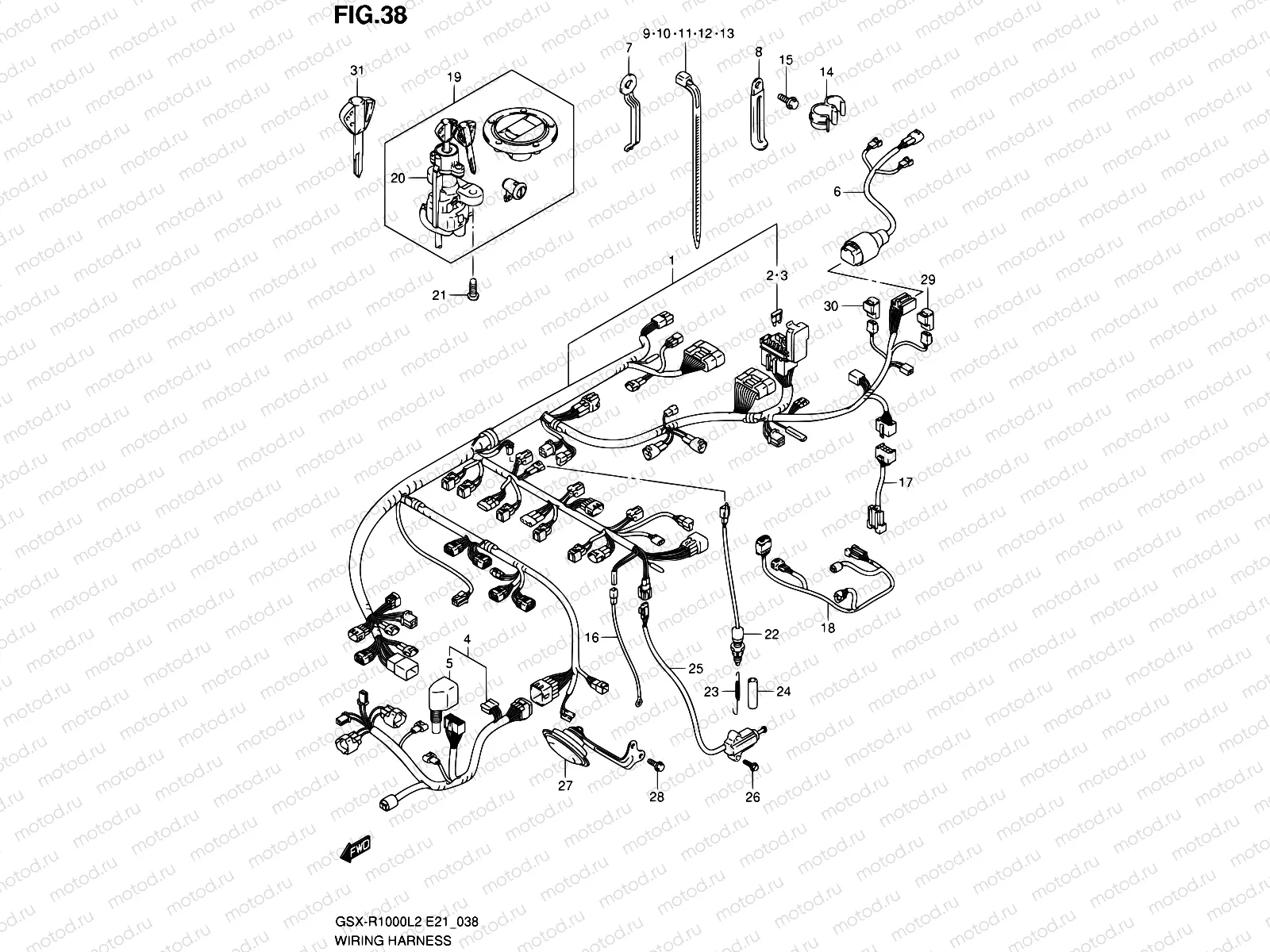 38 - WIRING HARNESS (GSX-R1000L2 E21)