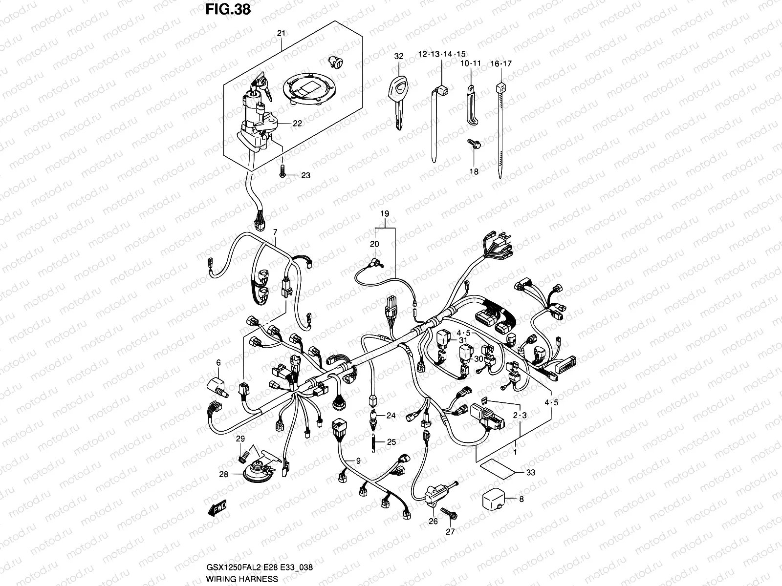 38 - WIRING HARNESS (GSX1250FAL2 E28)