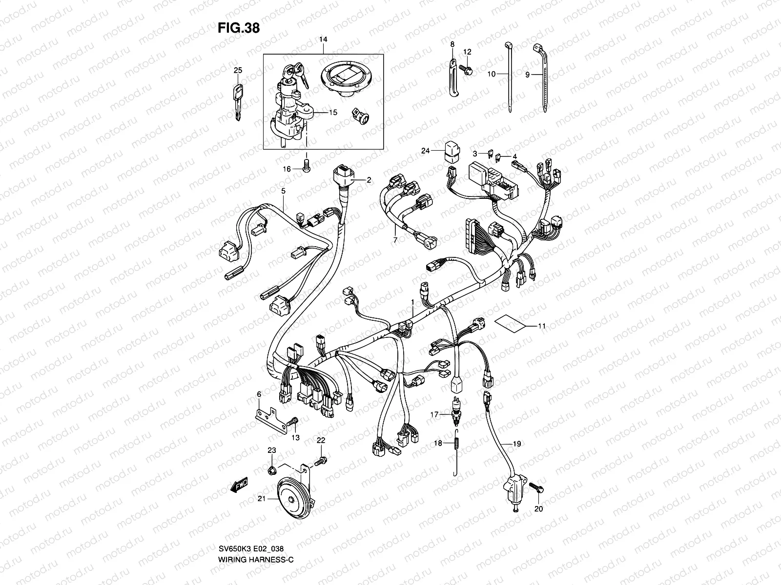 38 - WIRING HARNESS (SV650SK3/SK4/SUK3/SUK4)