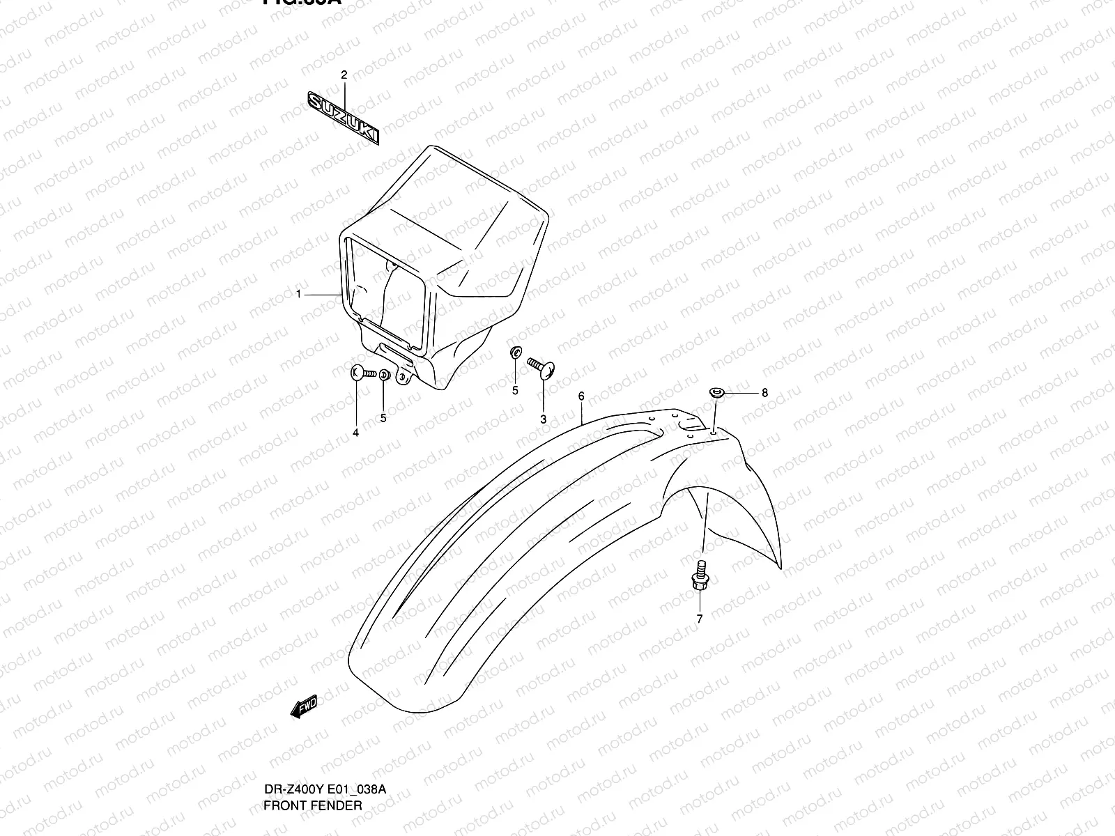 38A - FRONT FENDER (DR-Z400EY/EK1 E24)