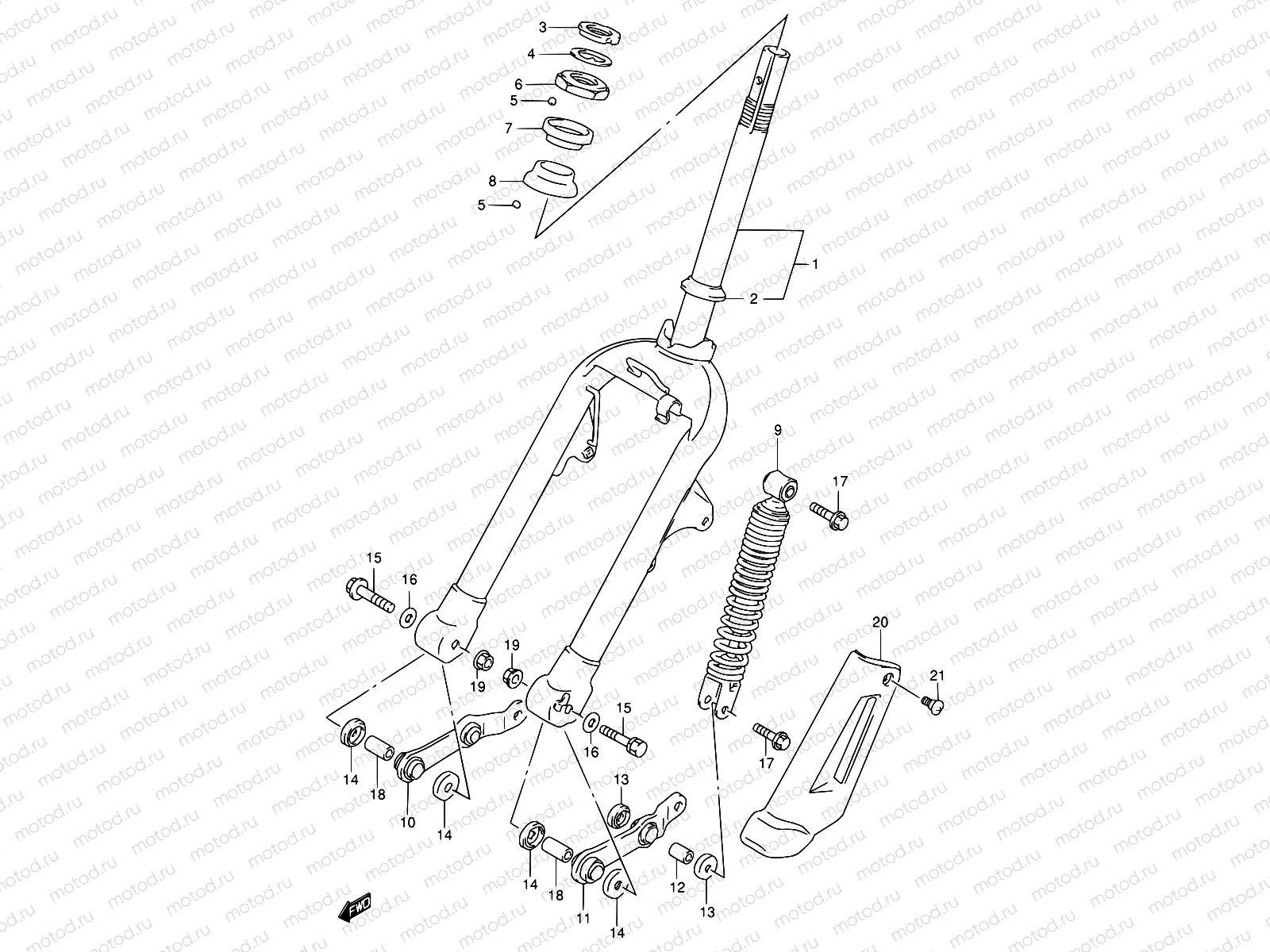 38A - FRONT FORK (MODEL V/X/Y)