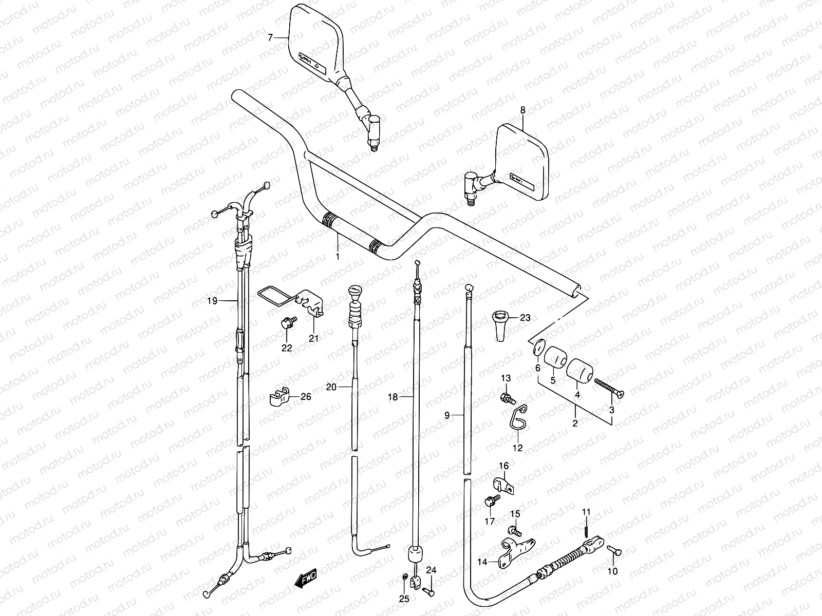 38A - HANDLEBAR (MODEL N/P/R/S/T)