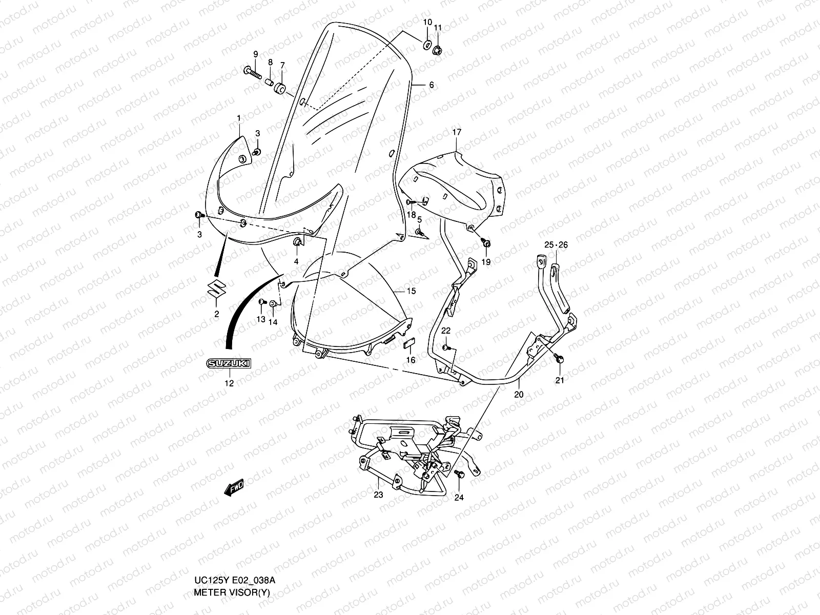 38A - METER VISOR (MODEL Y/K1)