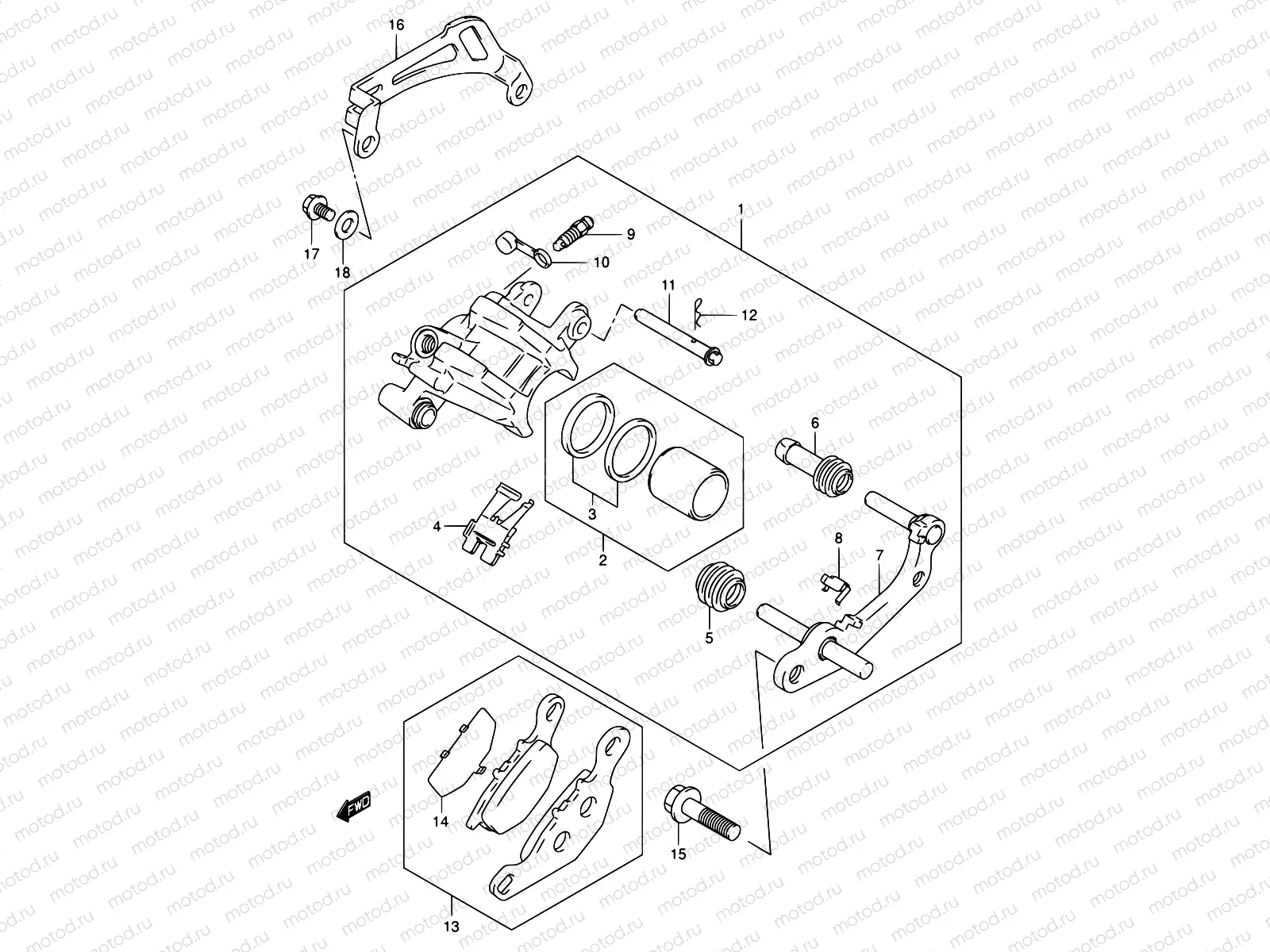 38A - REAR CALIPER (MODEL K5/K6)