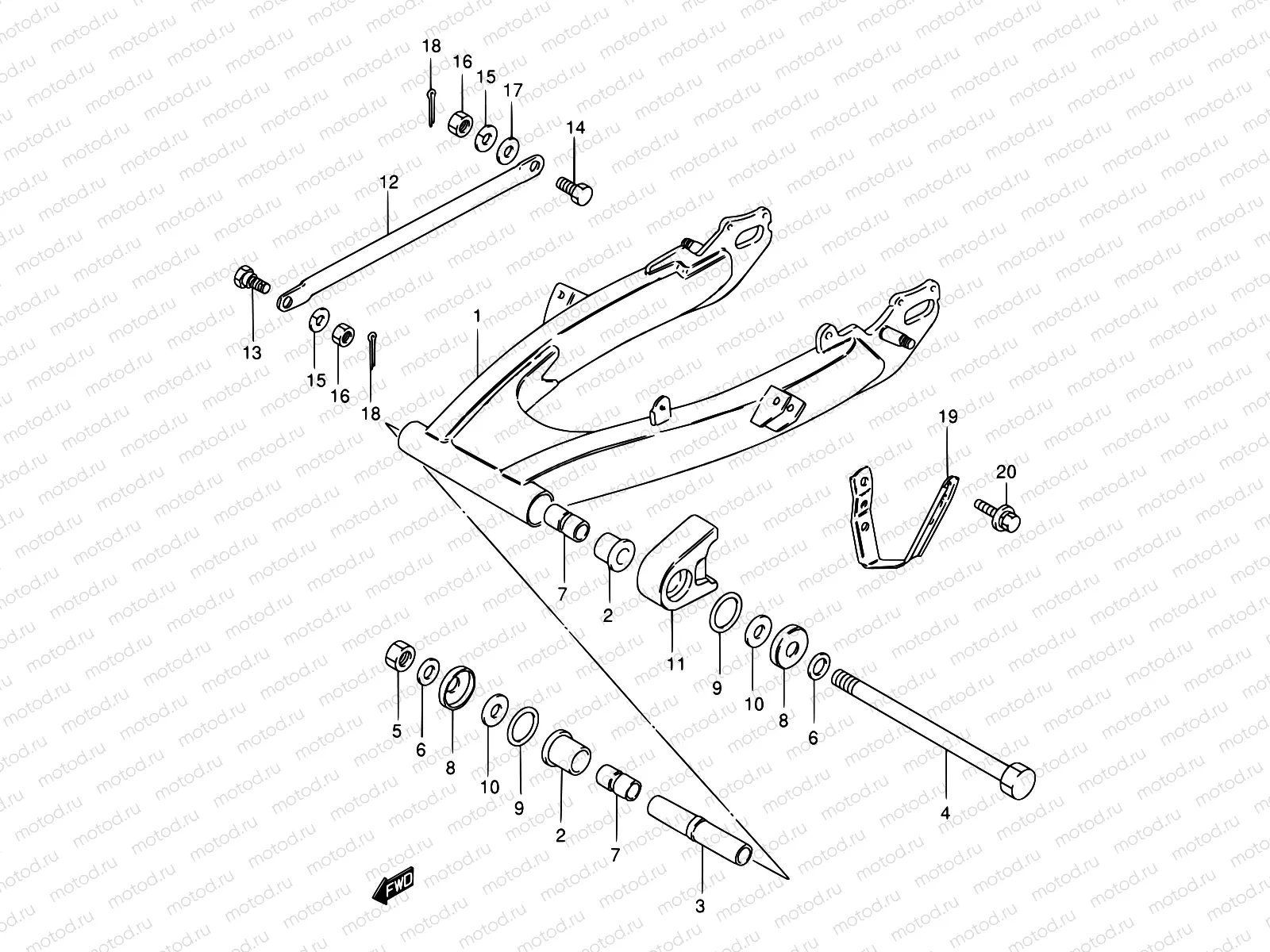 38A - REAR SWINGING ARM (MODEL K1 E71)