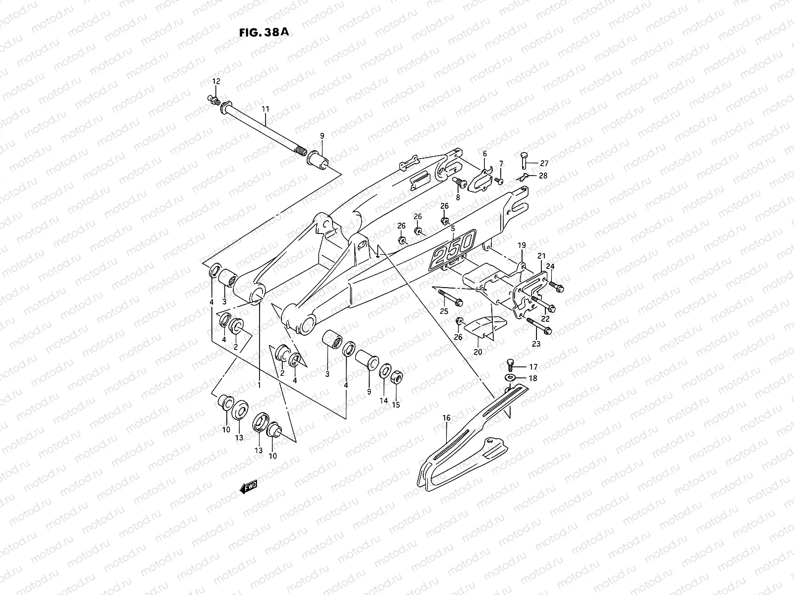 38A - REAR SWINGING ARM (MODEL M/N)