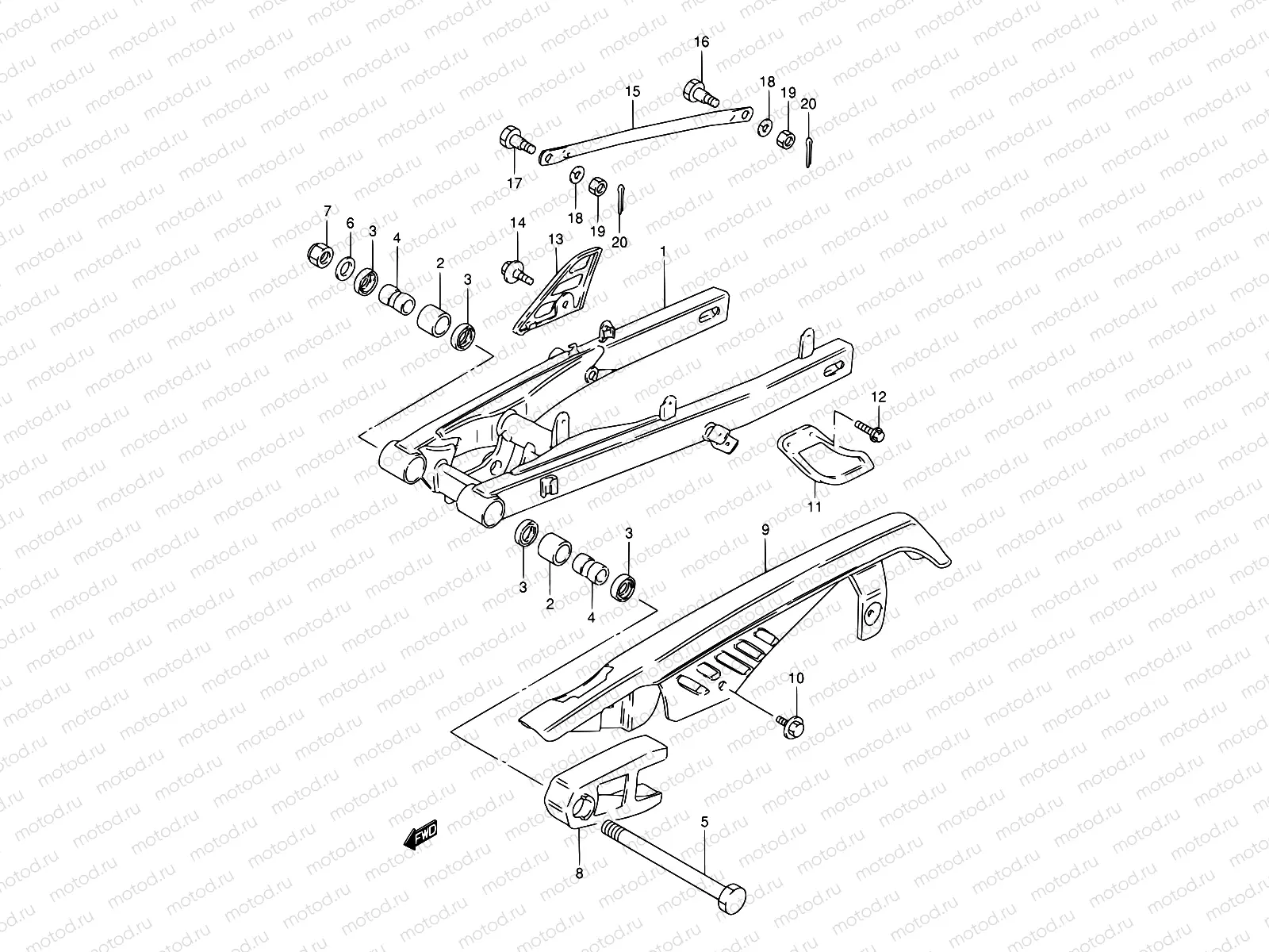 38A - REAR SWINGING ARM (SEE NOTE)
