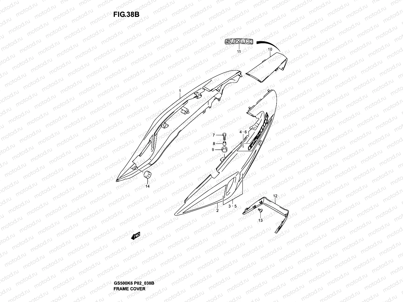 38B - FRAME COVER (GS500FK4/FUK4)