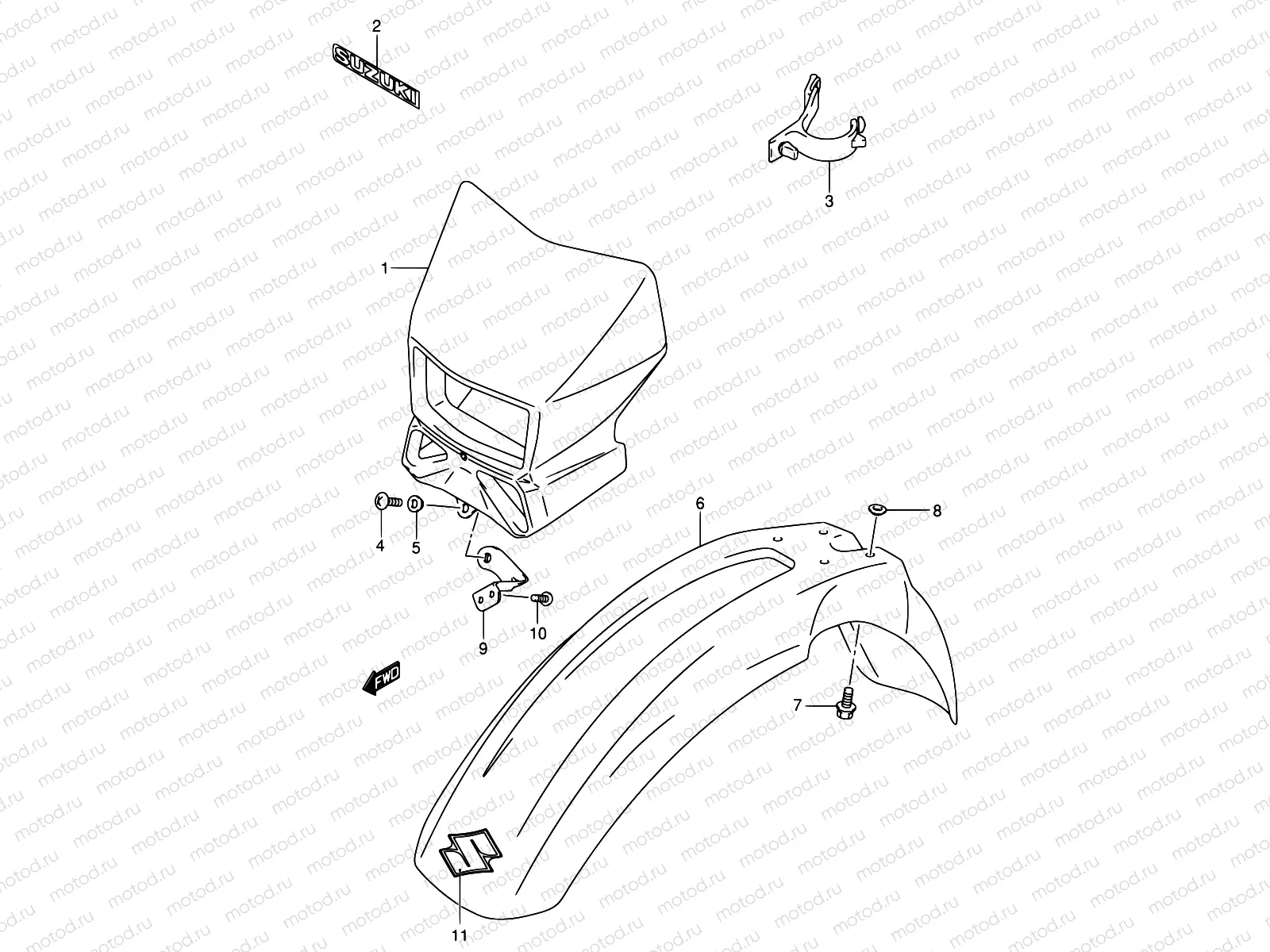 38B - FRONT FENDER (DR-Z400K2/EK2/K3/EK3/K4/EK4 E01)