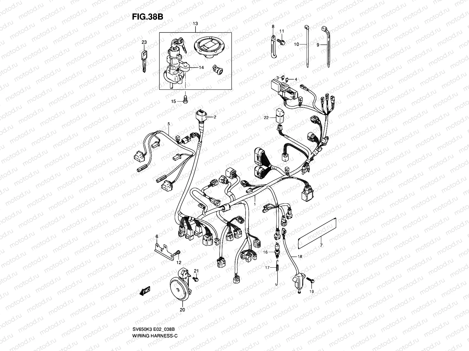 38B - WIRING HARNESS (SV650SK7/SUK7)