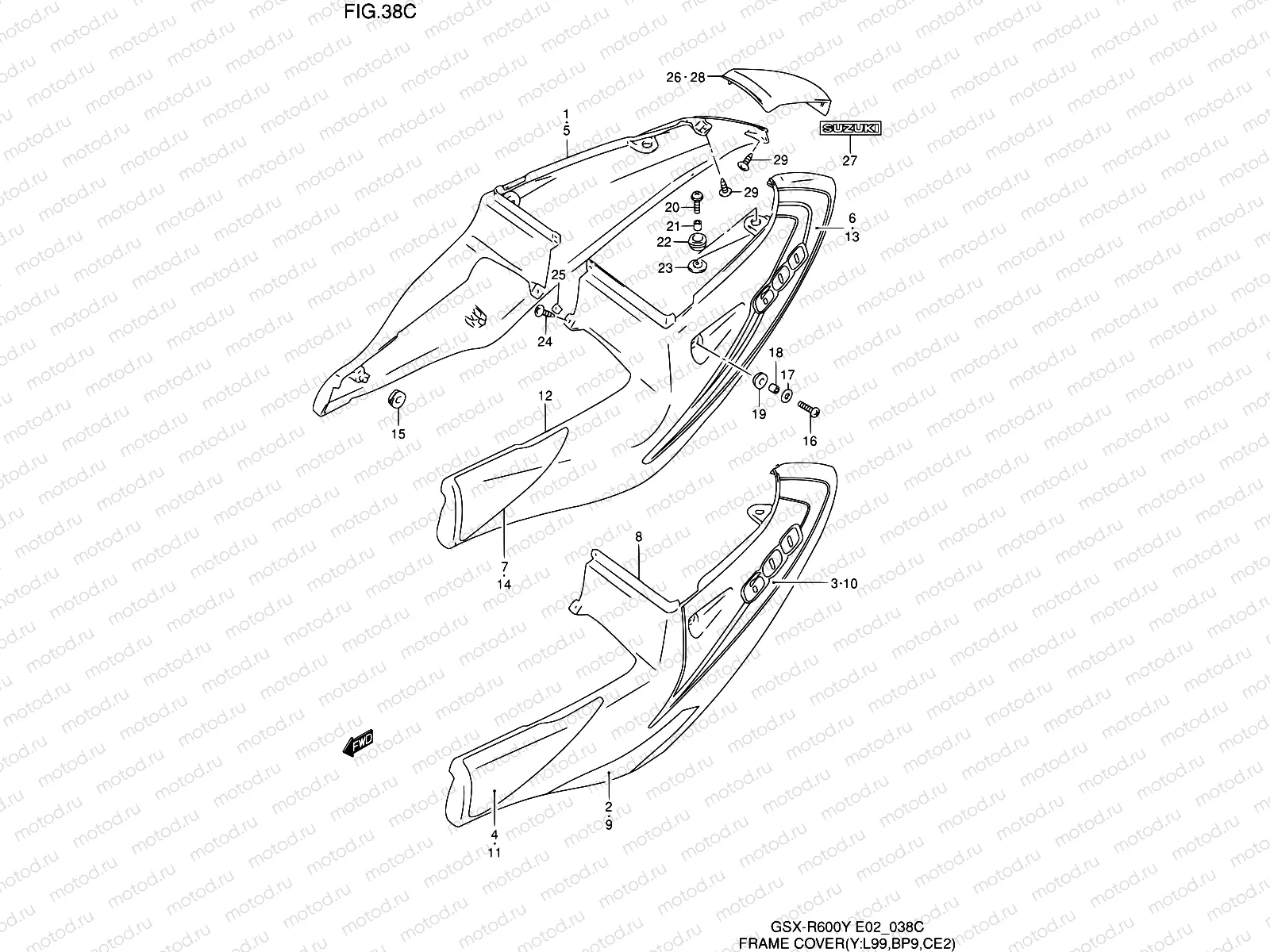 38C - FRAME COVER (MODEL Y FOR L99,BP9,CE2)