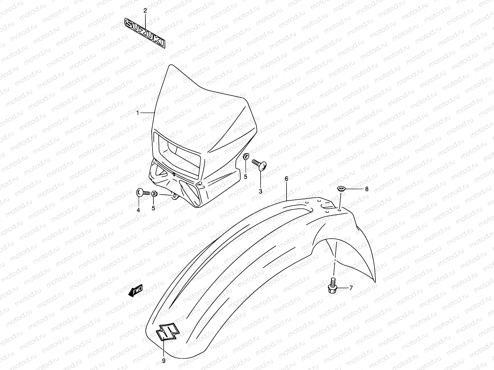 38C - FRONT FENDER (DR-Z400EK2/EK3/EK4 E24)