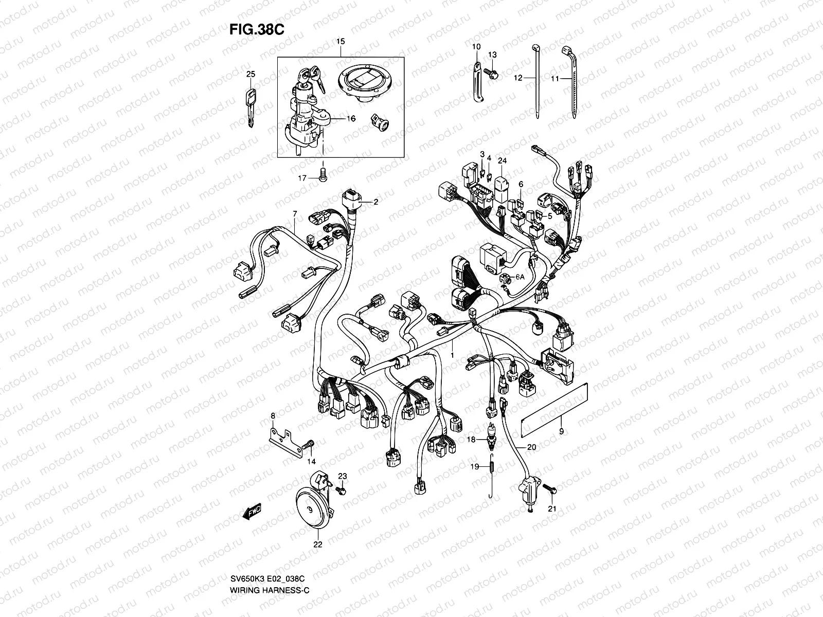 38C - WIRING HARNESS (SV650SAK7/SUAK7)