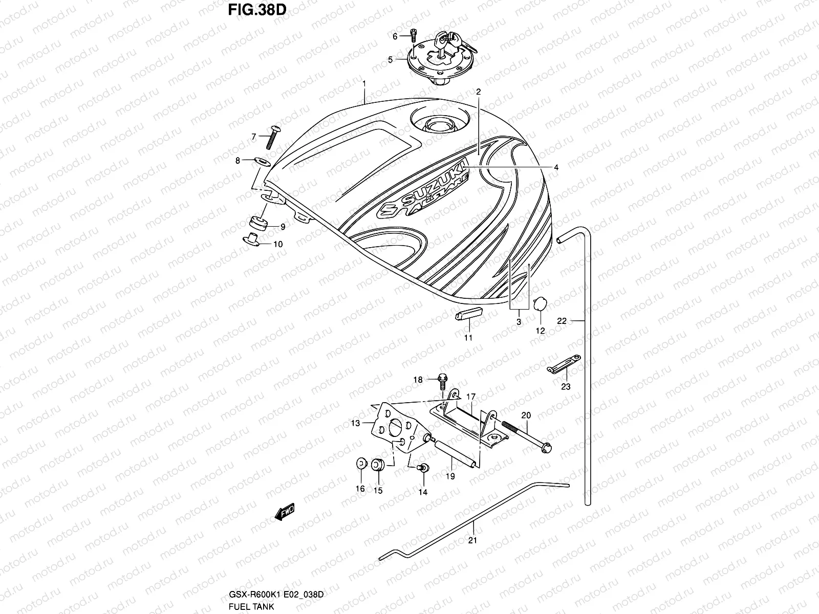 38D - FUEL TANK (GSX-R600ZK3)
