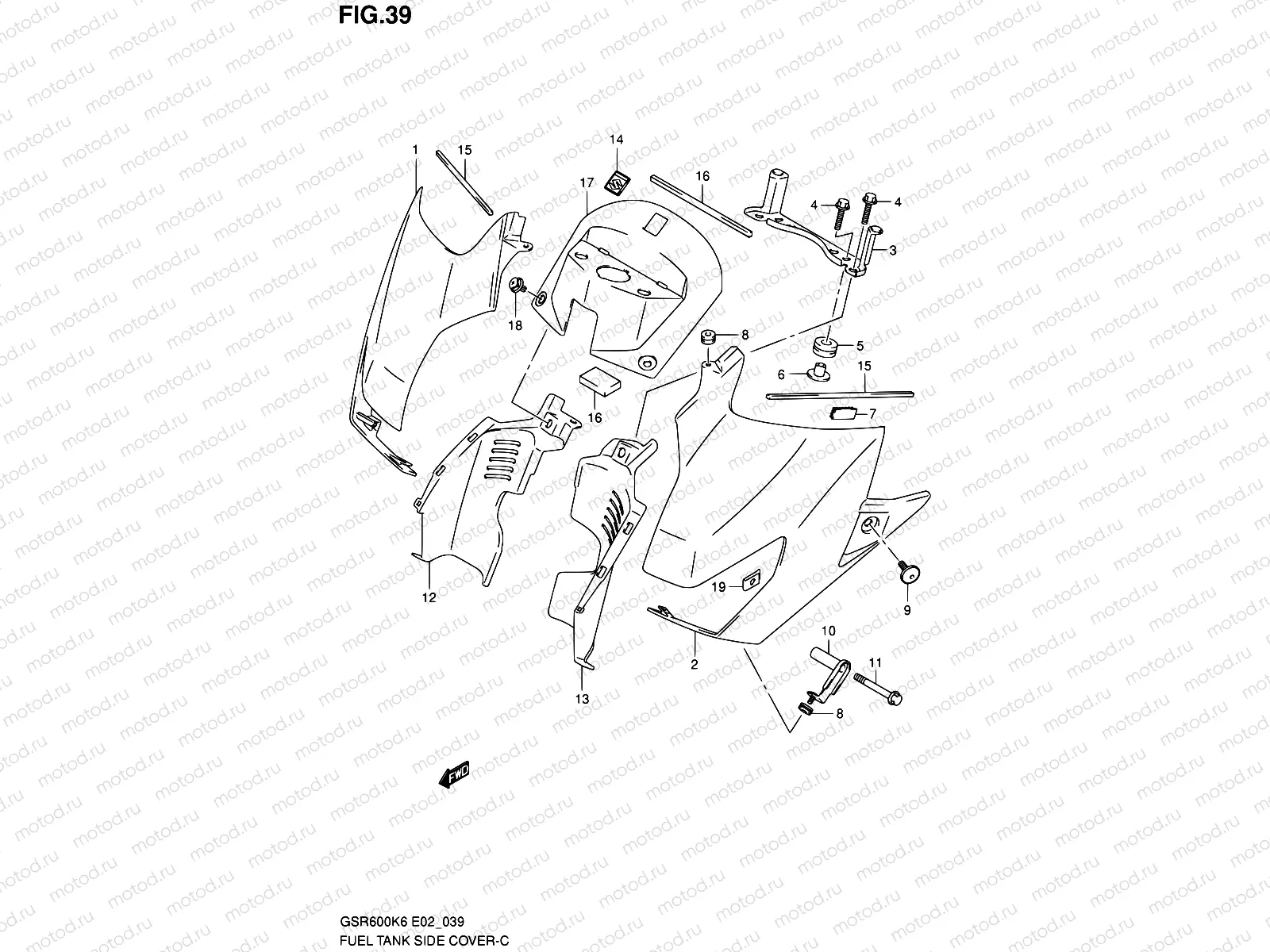 39 - FUEL TANK SIDE COVER (MODEL K6/K7)