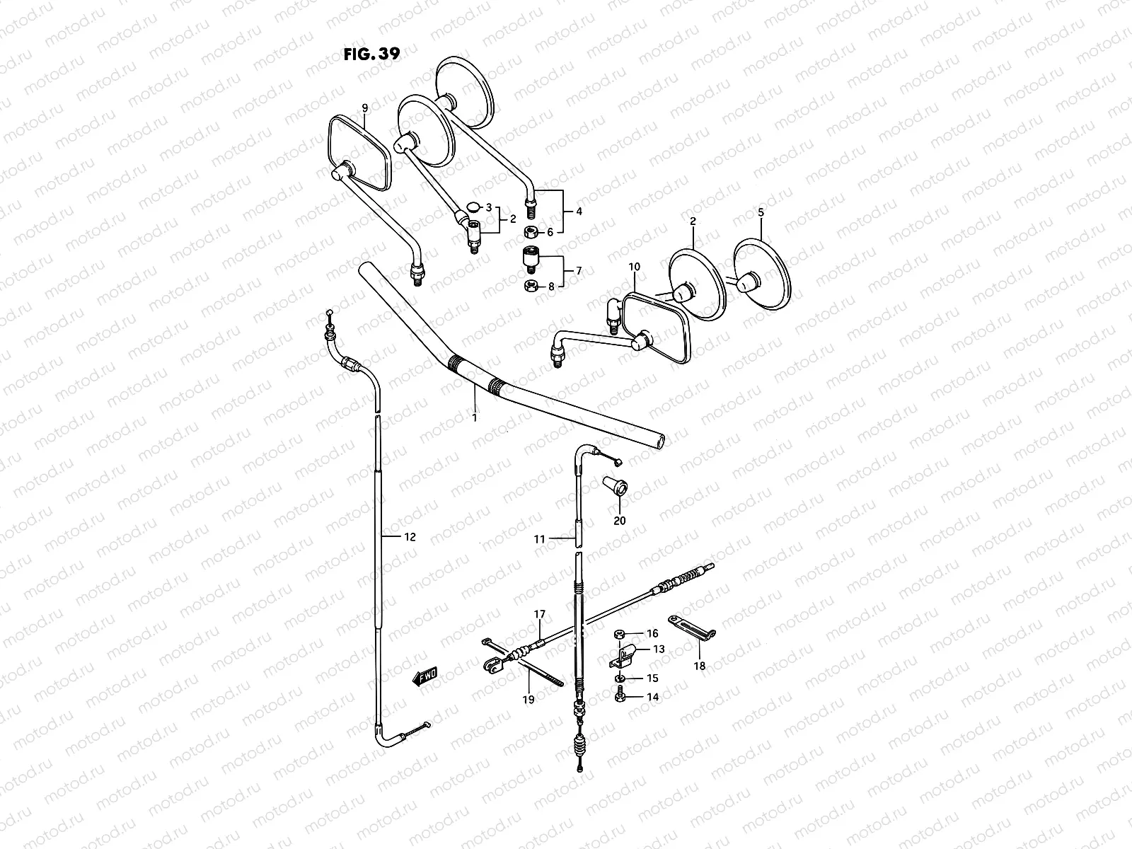 39 - HANDLEBAR - CONTROL CABLE (LS650FG/FJ/FK)