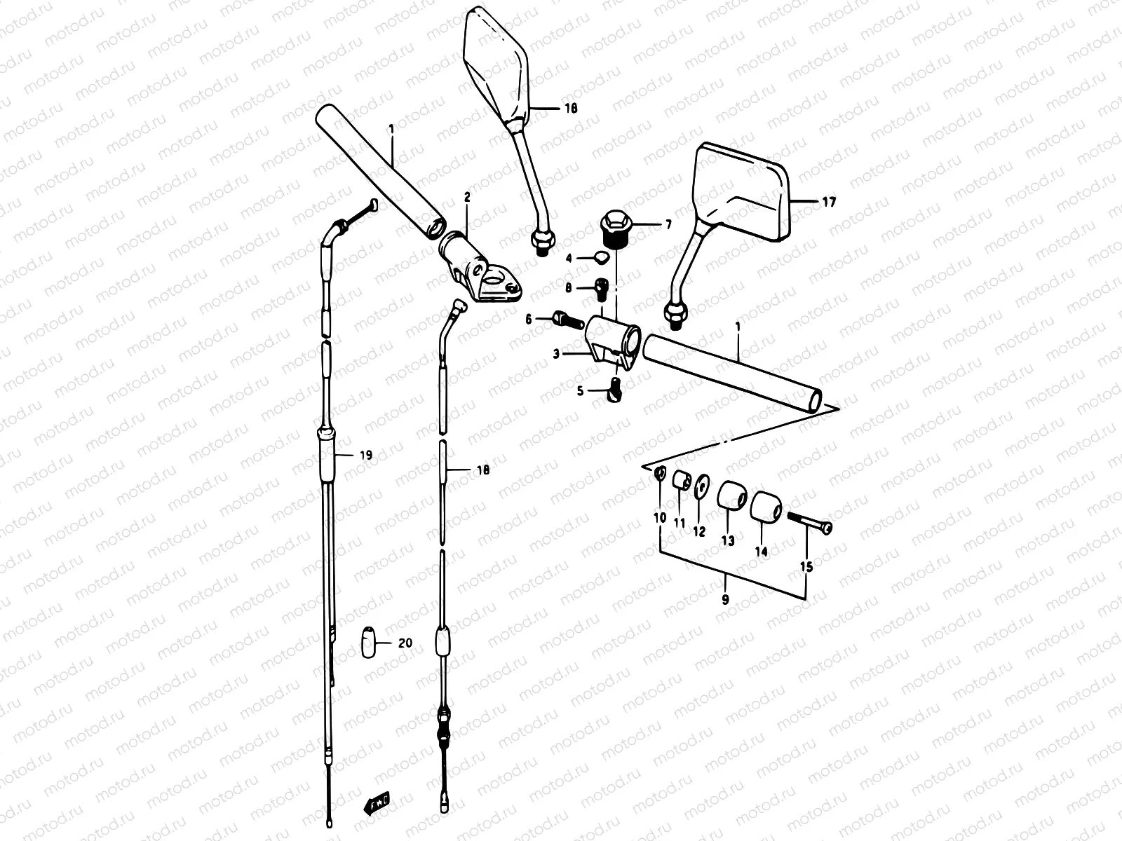 39 - HANDLEBAR (MODEL D ~F.NO.111265)
