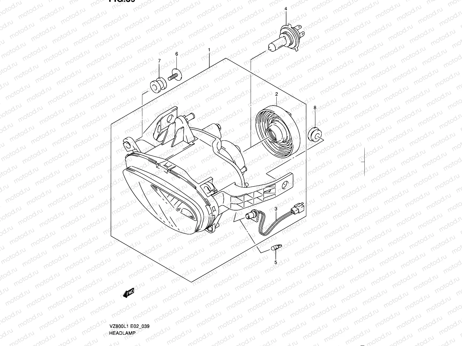 39 - HEADLAMP ASSY (VZ800UEL1 E19)