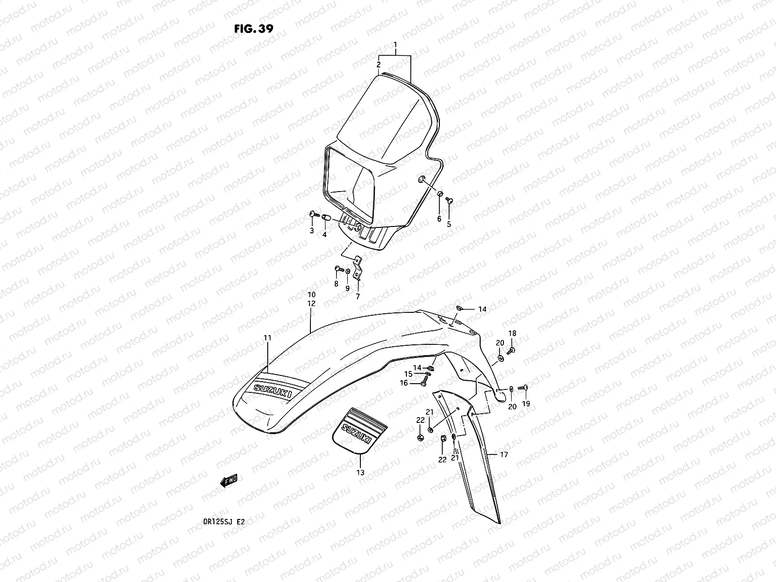 39 - HEADLAMP COVER - FRONT FENDER (MODEL H E15,E18,E24,MODEL J E15)