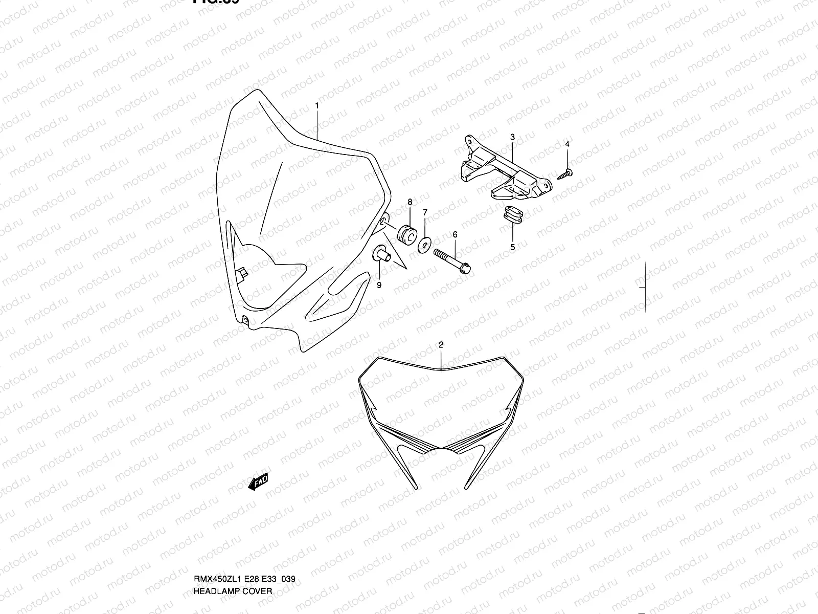39 - HEADLAMP COVER (RMX450ZL1 E33)