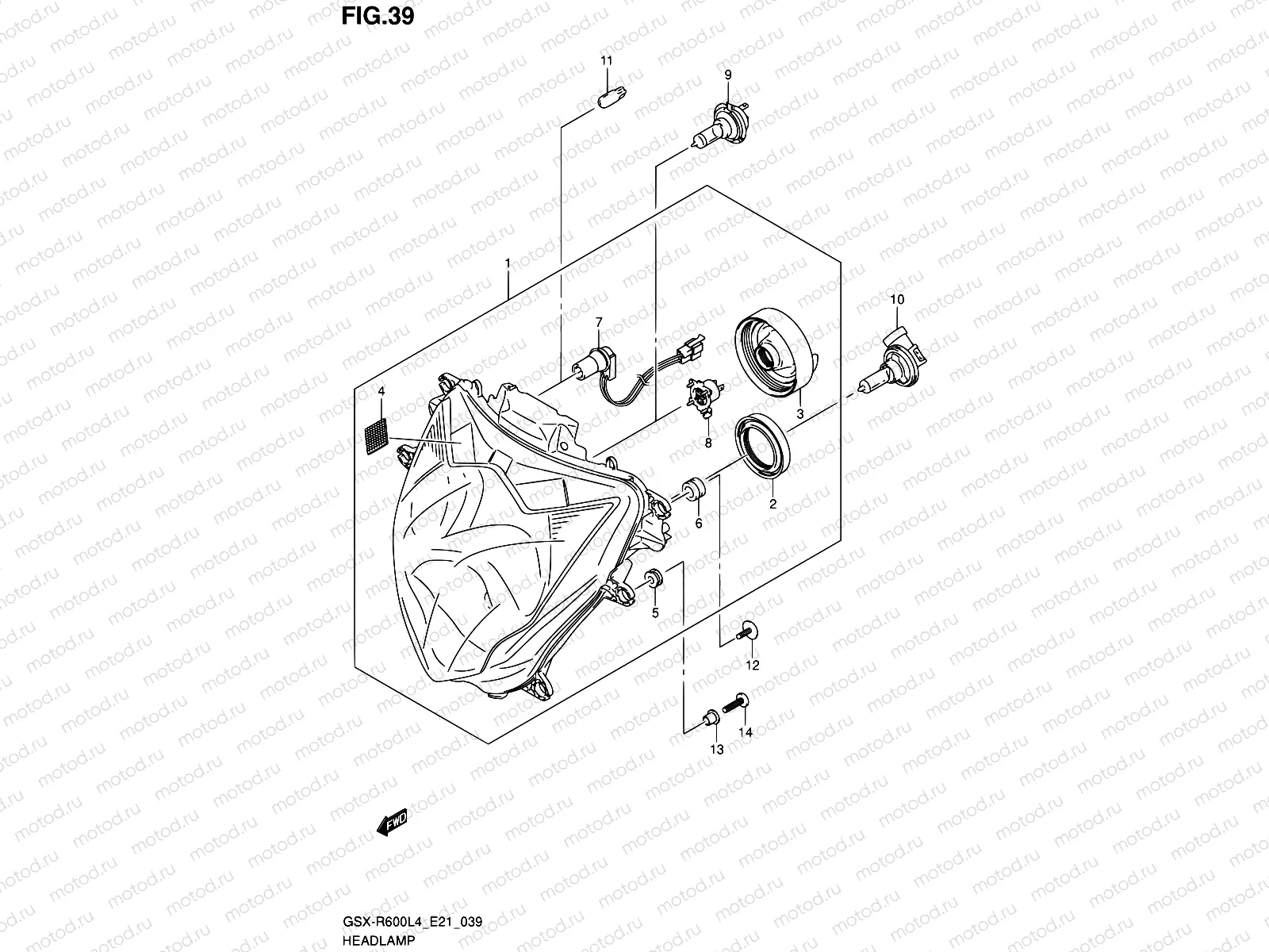 39 - HEADLAMP (GSX-R600UEL4 E21)