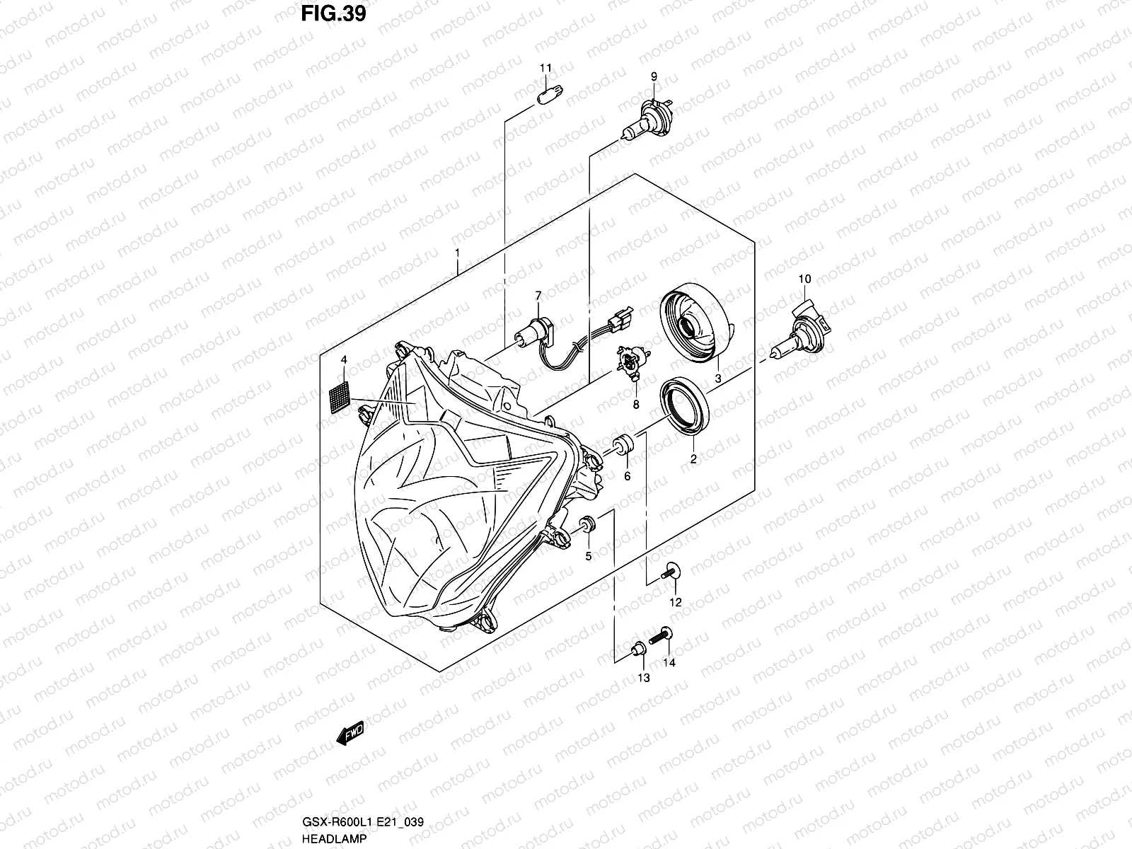 39 - HEADLAMP (GSX-R600UFL1 E21)